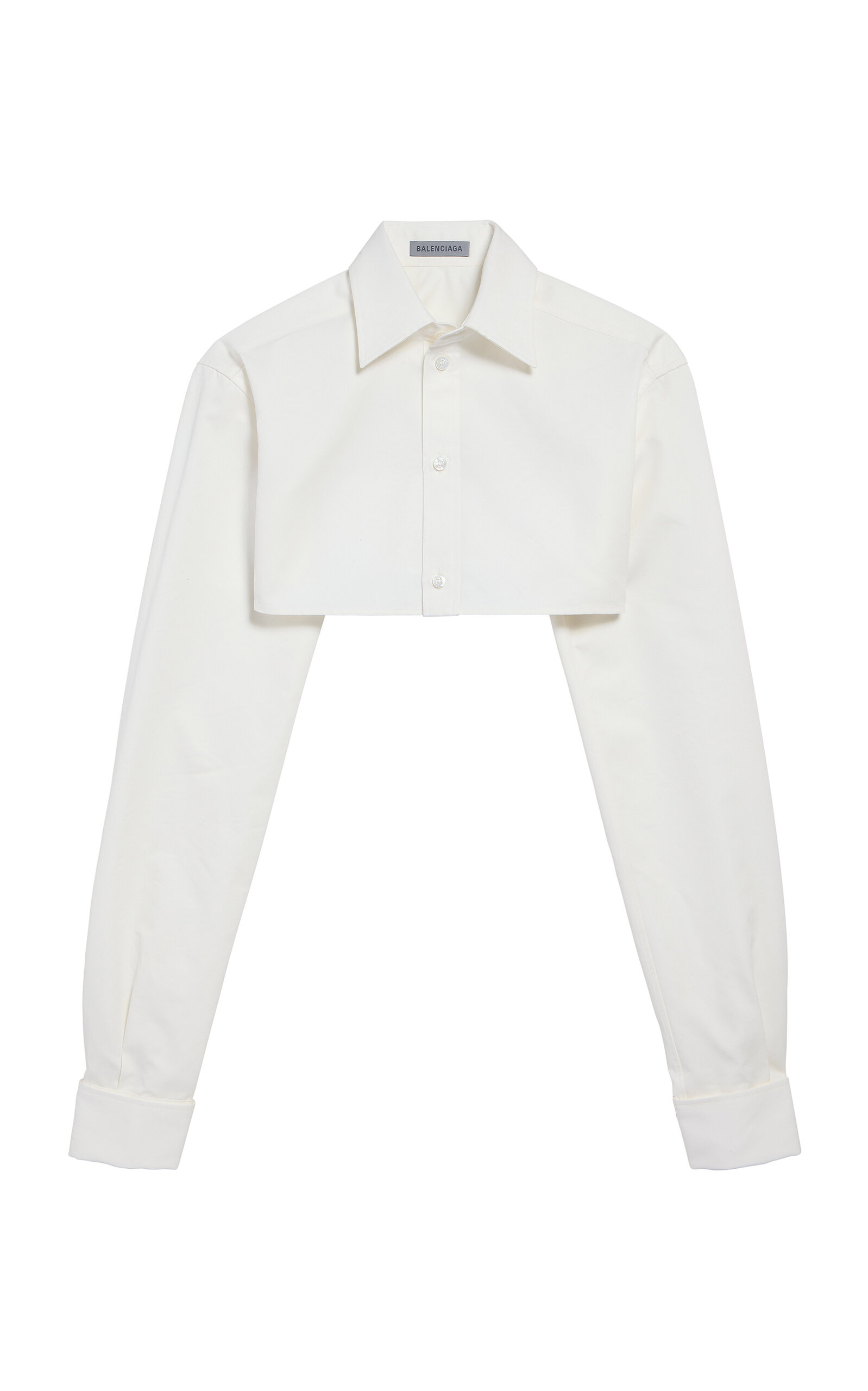 Balenciaga Cropped Cotton-Silk Poplin Shirt - White