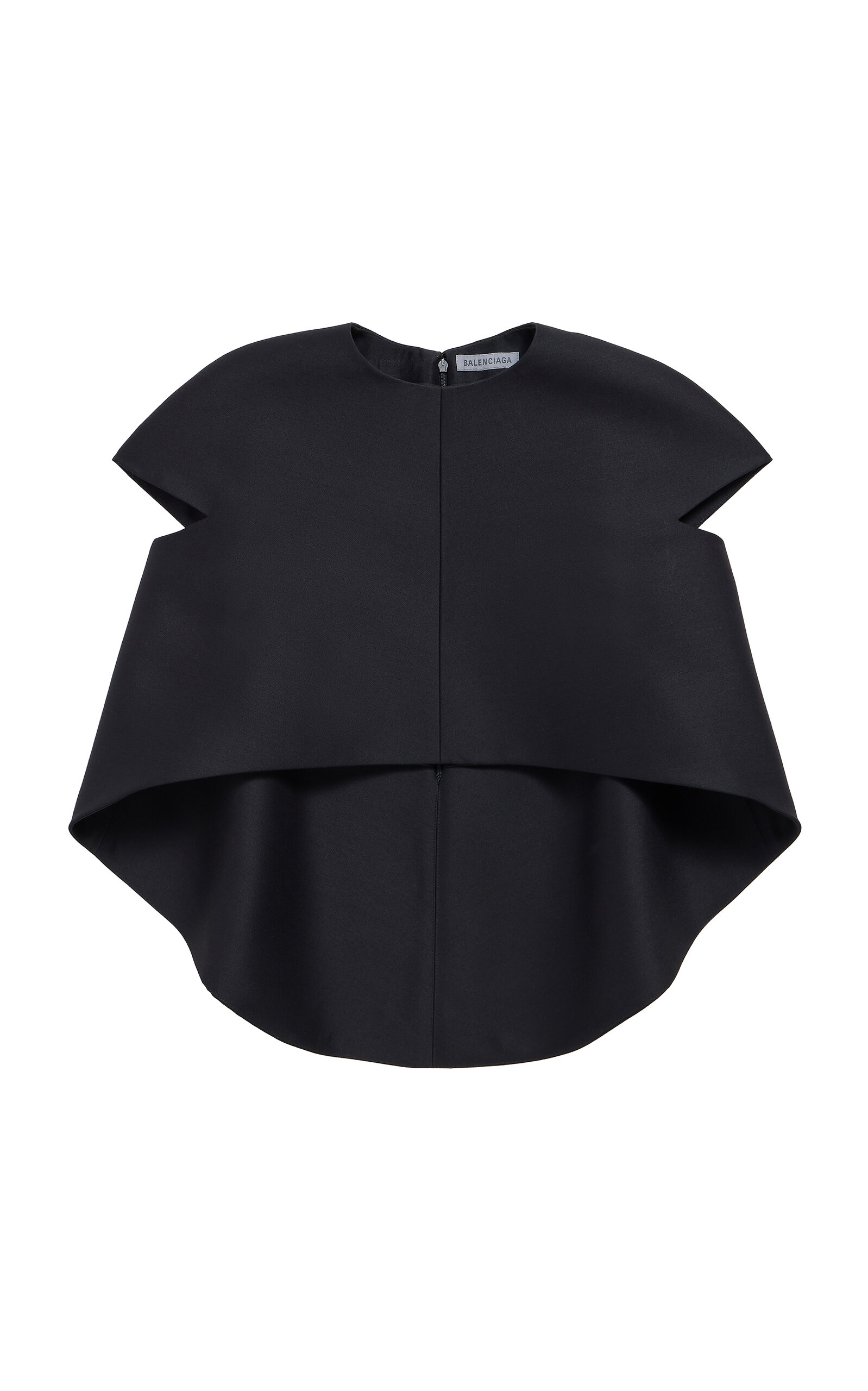 Balenciaga Cropped Wool-silk Top In Black