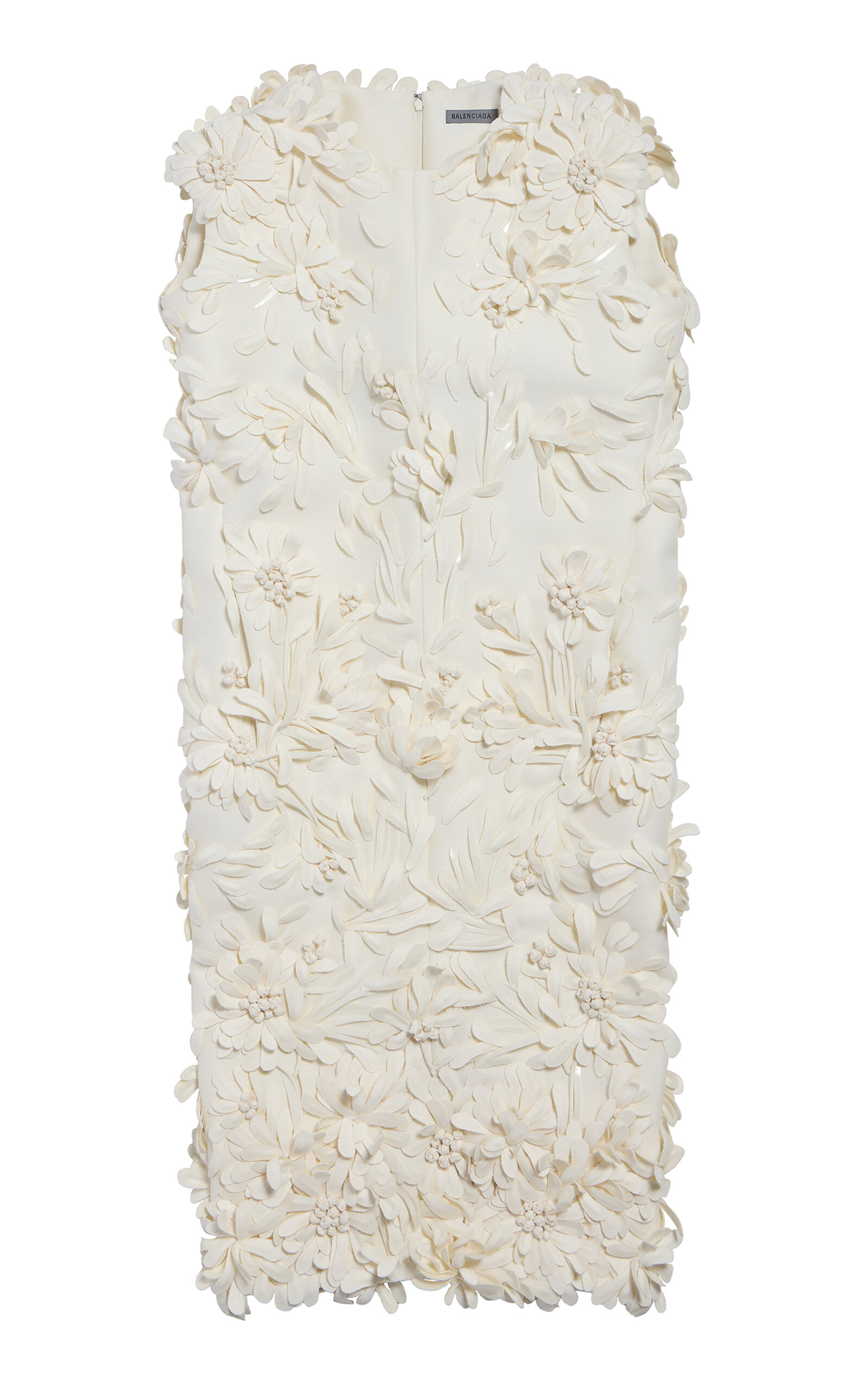 Balenciaga Floral-Embroidered Midi Dress - Ivory
