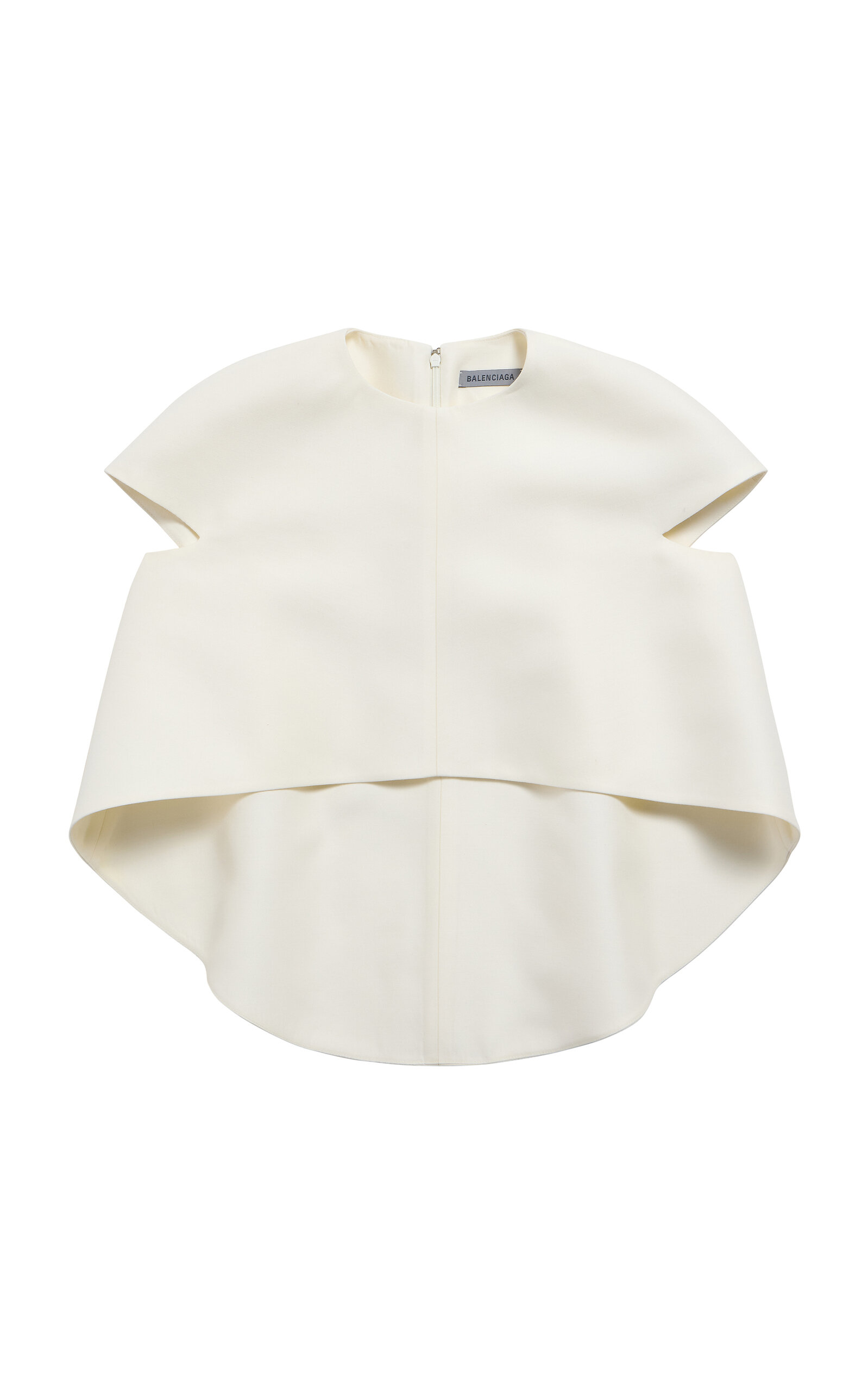 Balenciaga Cropped Wool-silk Top In Gray