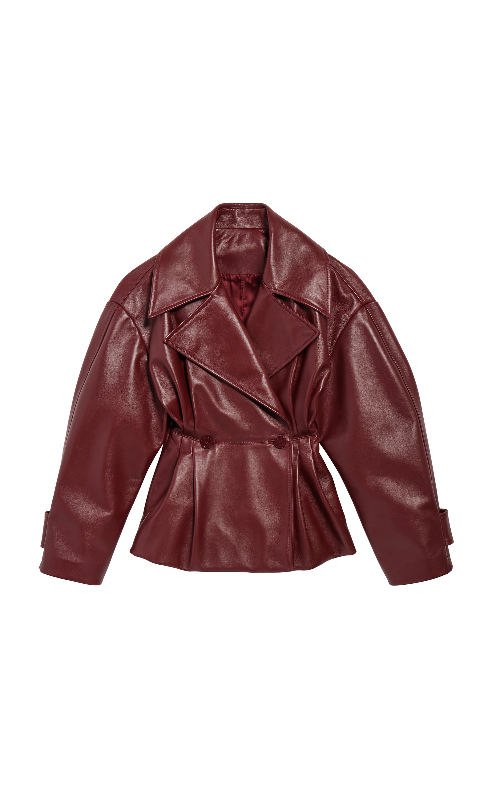 Balenciaga Lightweight Leather Trench Jacket In Burgundy