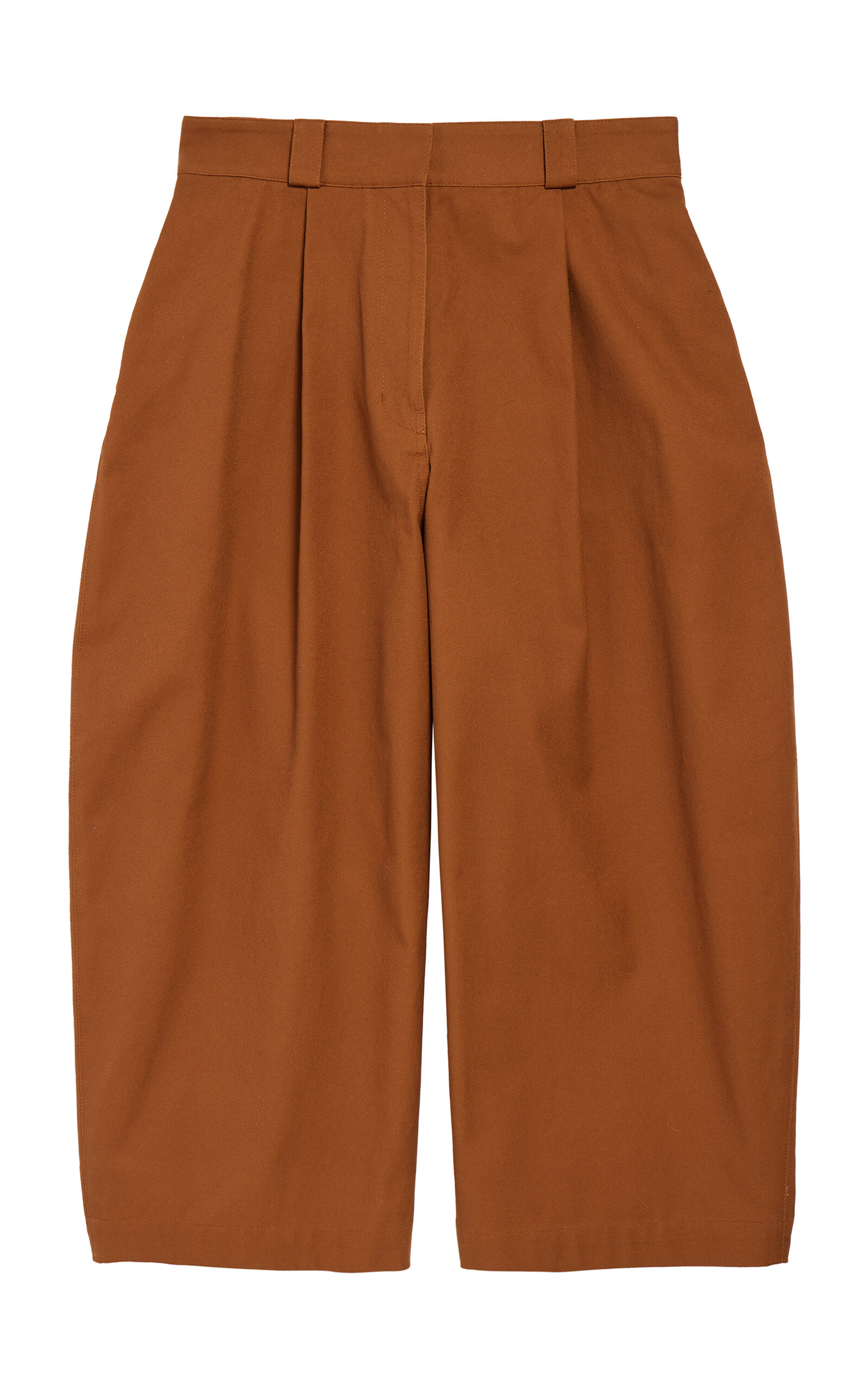 Balenciaga Cropped Cotton Canvas Barrel-leg Pants In Brown