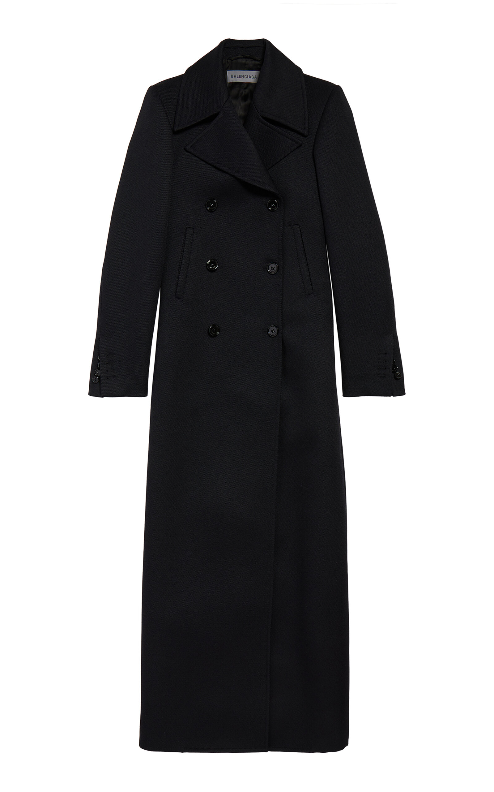 Balenciaga Wool Gabardine Coat In Black