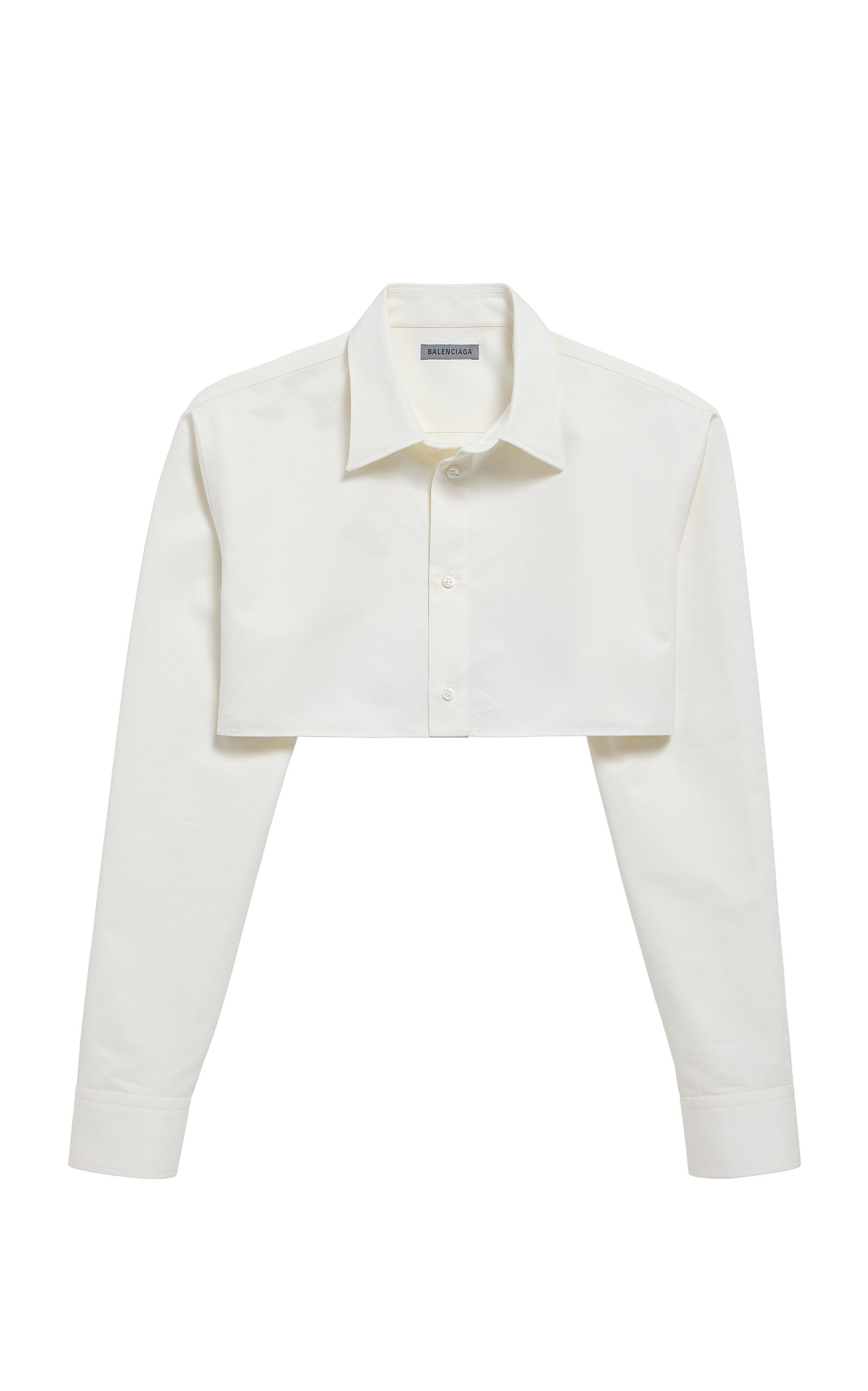 Balenciaga Cropped Cotton-Silk Poplin Shirt - White