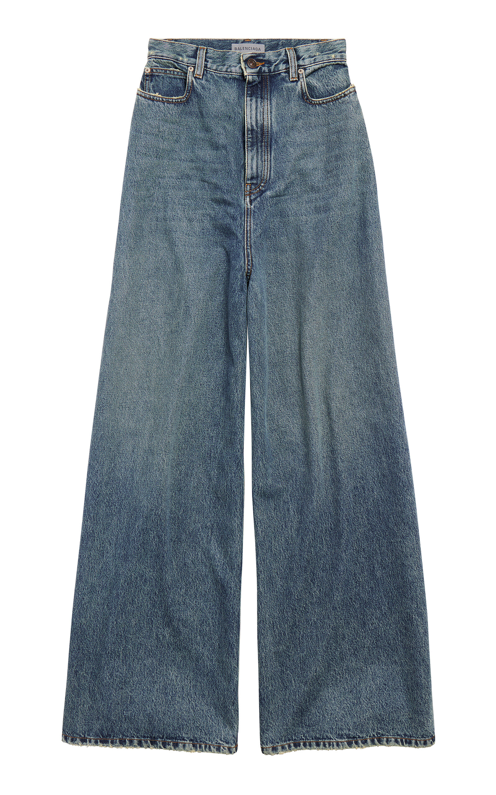 Balenciaga - Rigid High-Rise Wide-Leg Jeans - Medium Wash - 25 - Moda Operandi