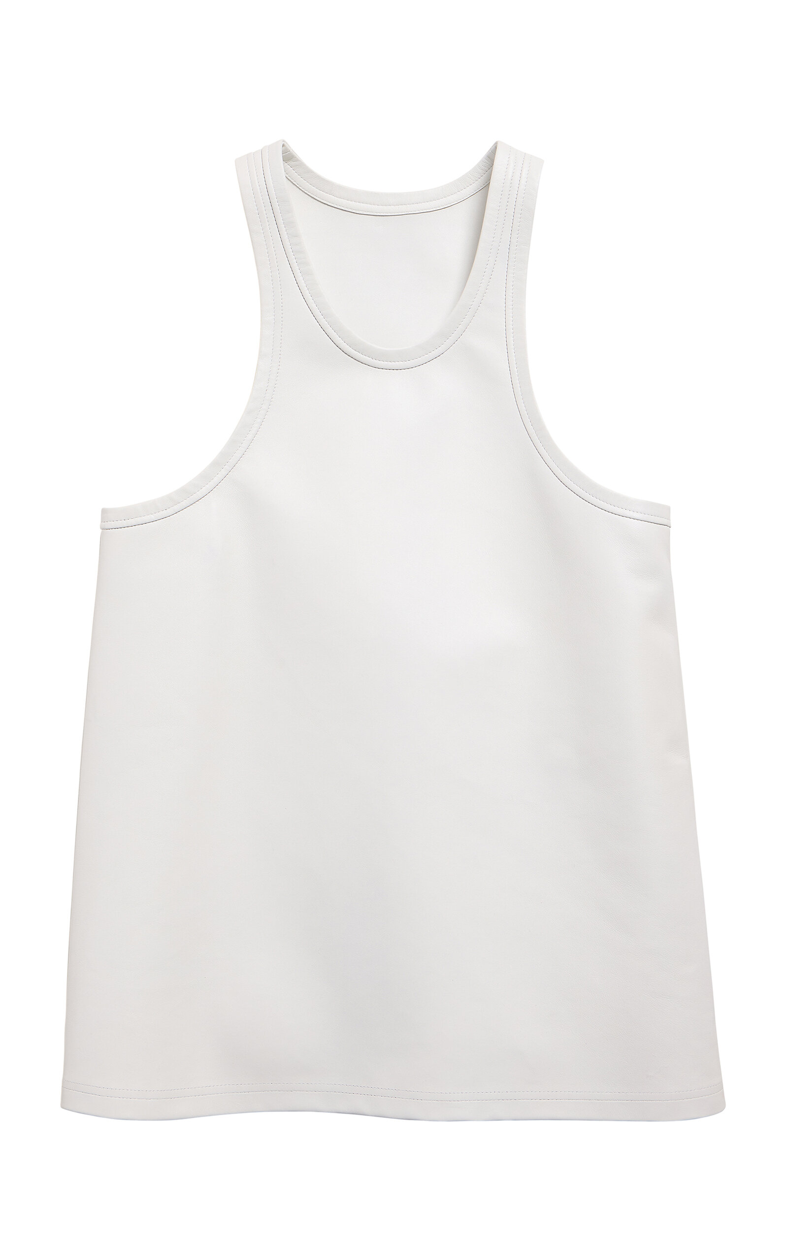 Balenciaga Cropped Lightweight Leather Tank Top In White