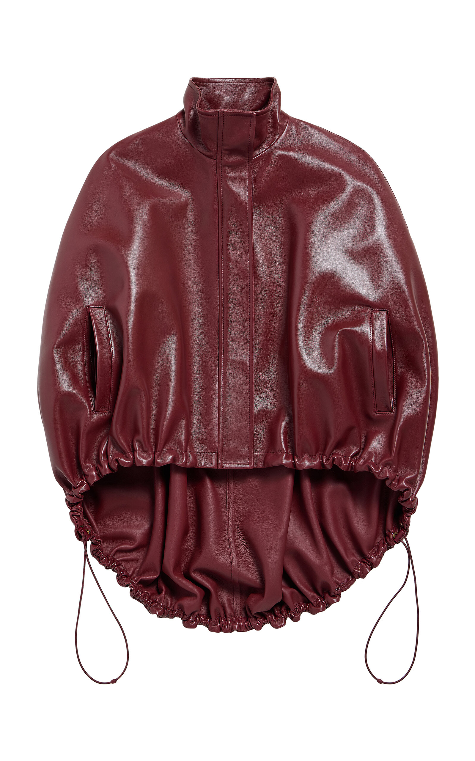 Balenciaga Lightweight Leather Cape Jacket In Burgundy