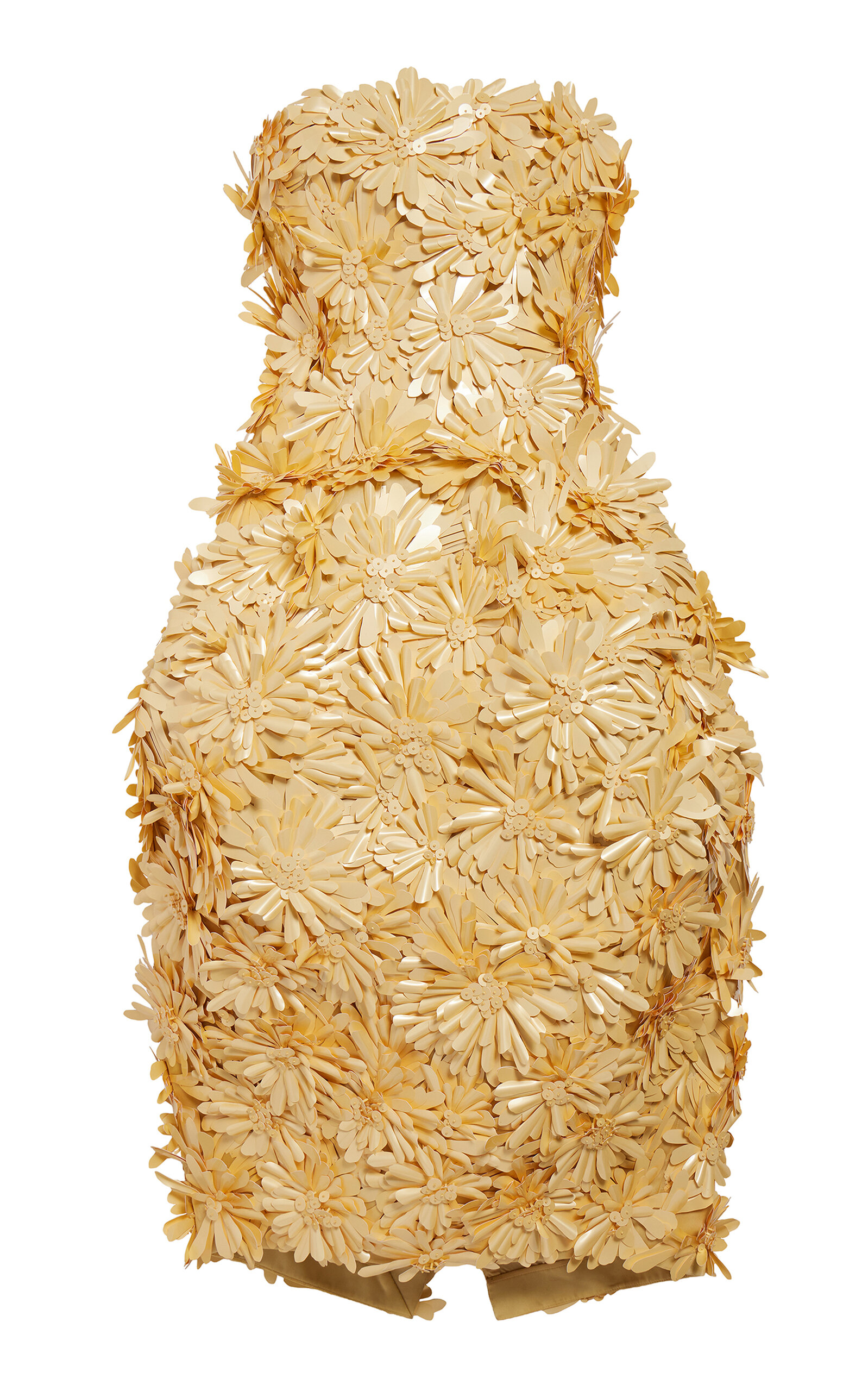 Balenciaga Sequined Floral Bustier Midi Dress In Gold