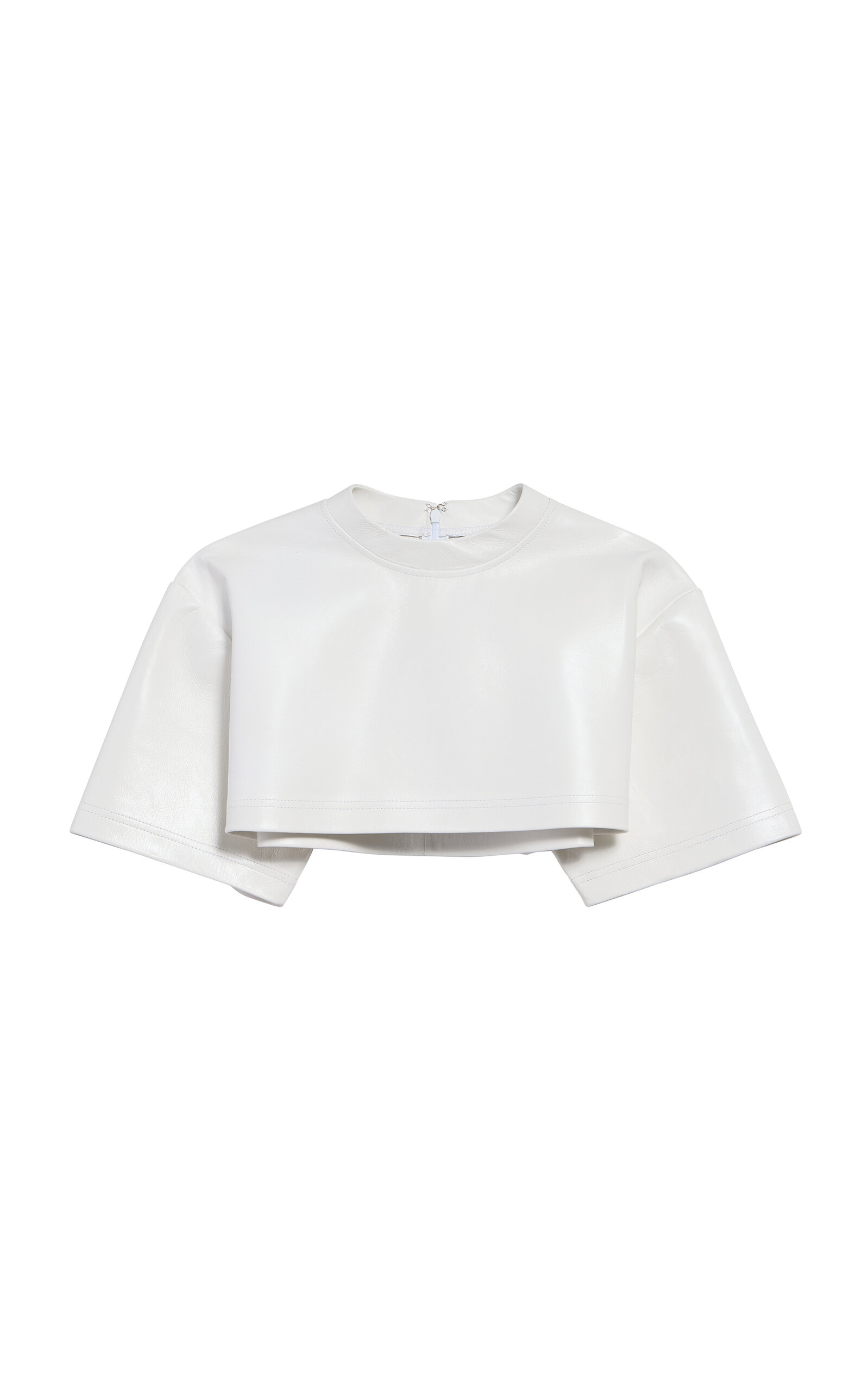 Balenciaga Cropped Shiny Leather T-shirt In White