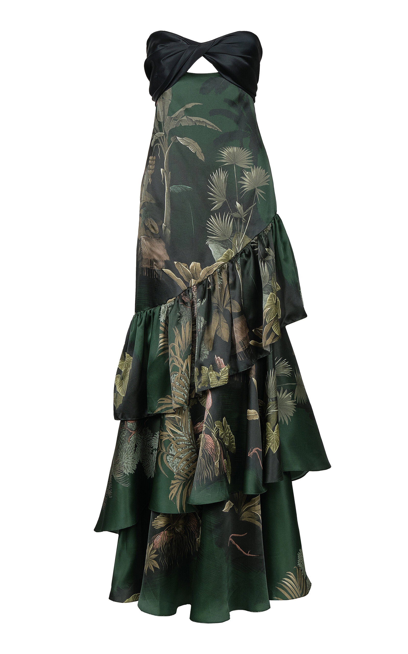 Johanna Ortiz Silk Danza Ancestral Maxi Dress In Green