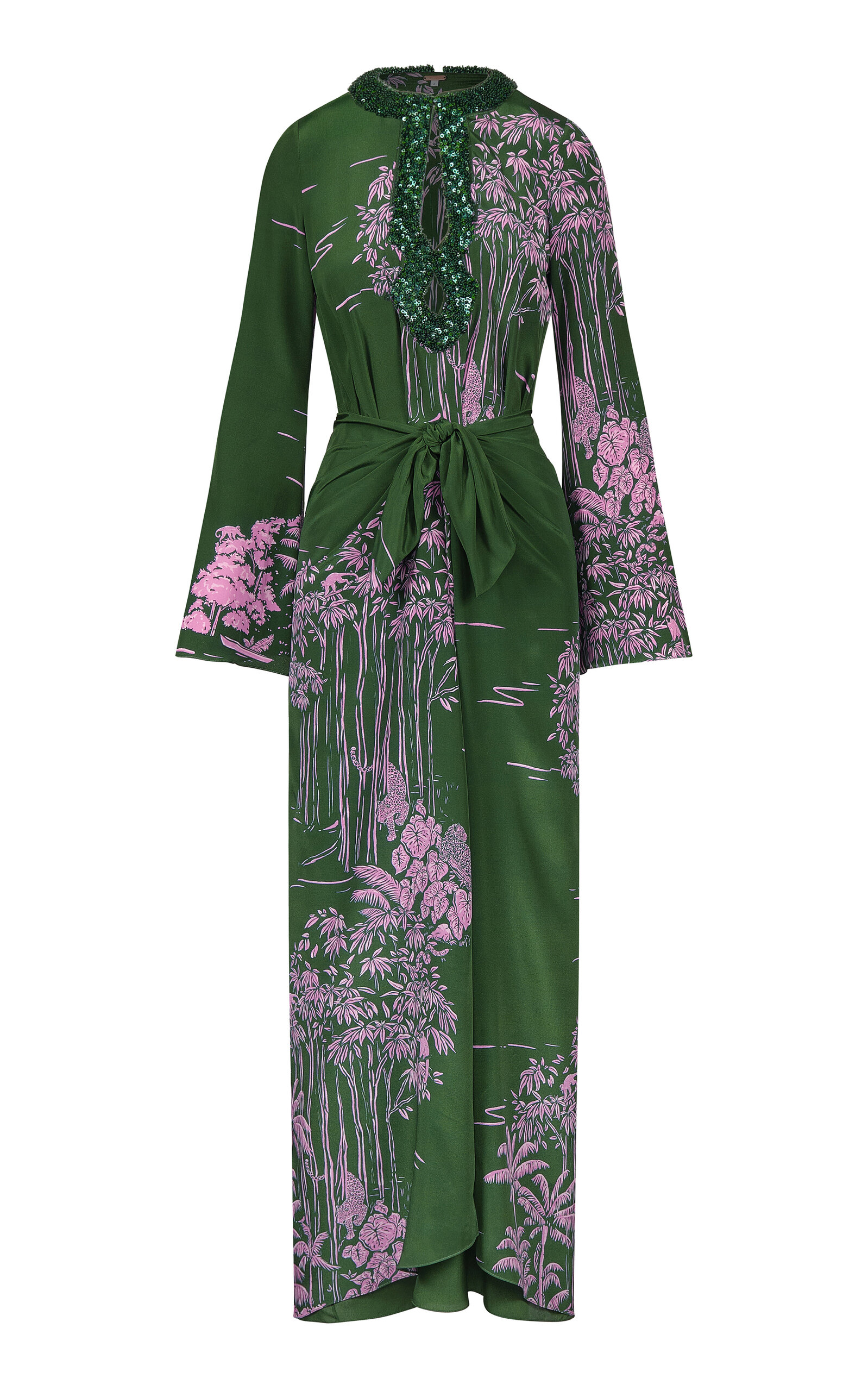 Johanna Ortiz Silk Modern Landscape Tunic Dress In Multi