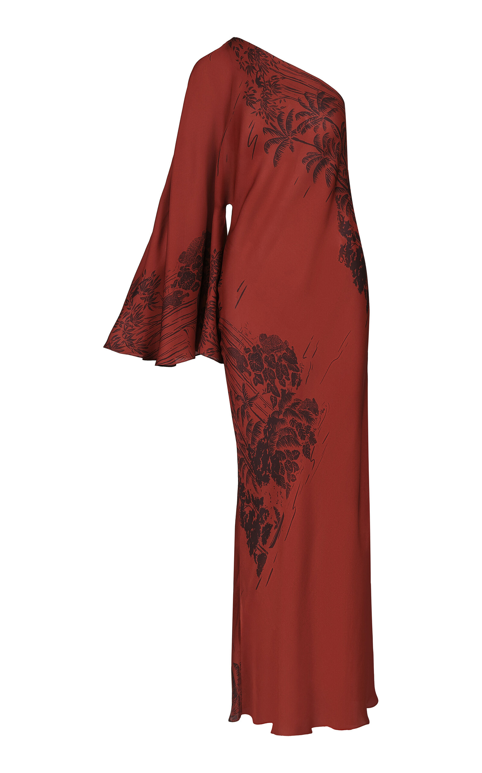 Johanna Ortiz Silk Seville Passion Maxi Dress In Burgundy