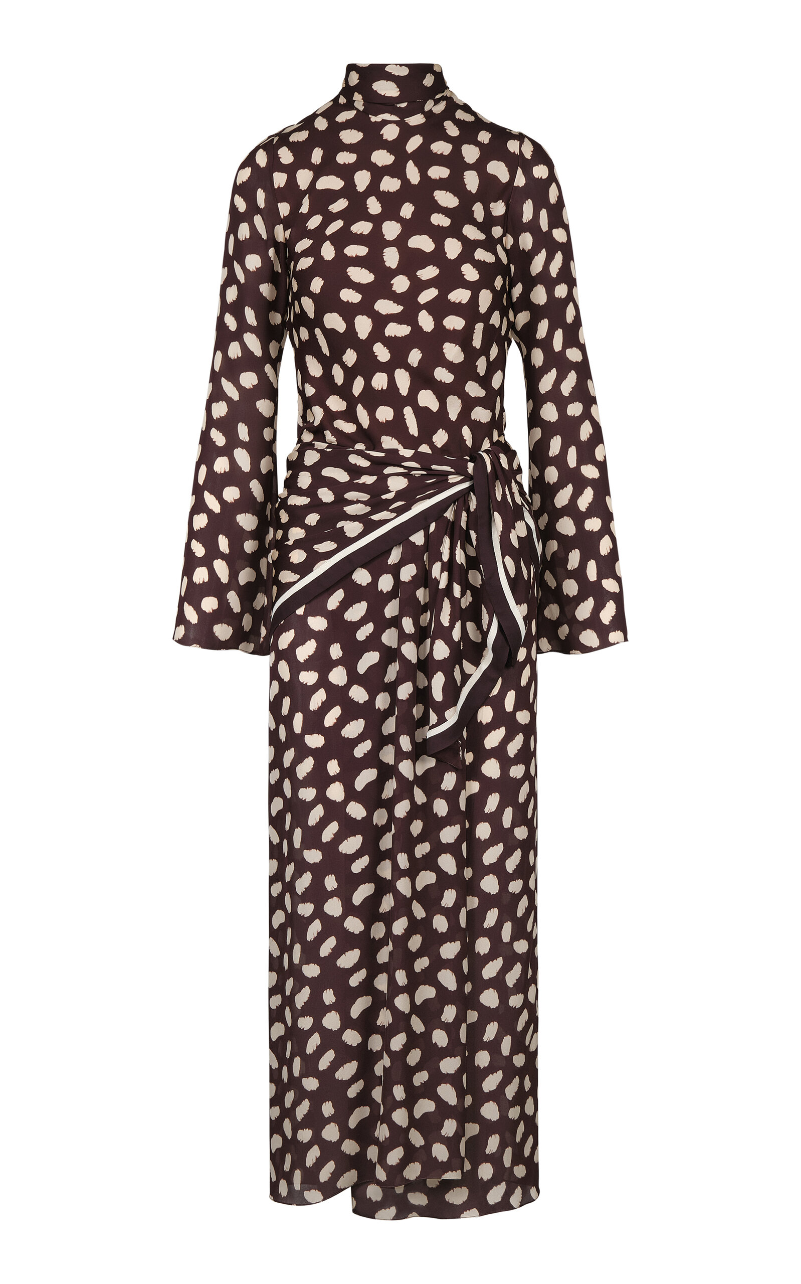 Johanna Ortiz Silk Elegancia Gitana Ankle Dress In Burgundy