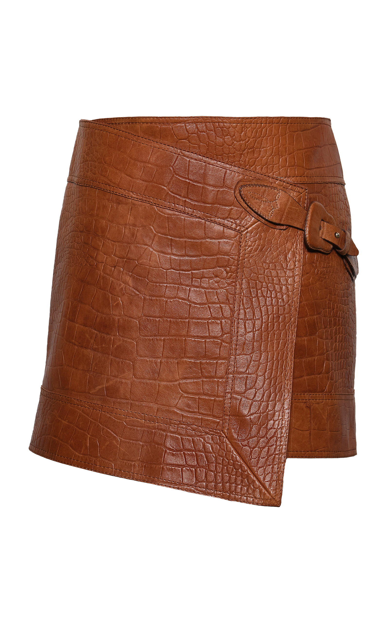 Johanna Ortiz Leather Emerging Mini Skirt In Brown