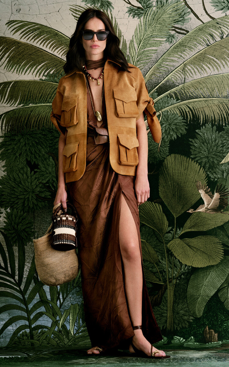 Johanna Ortiz Draped Wildly Beautiful Maxi Dress In Brown