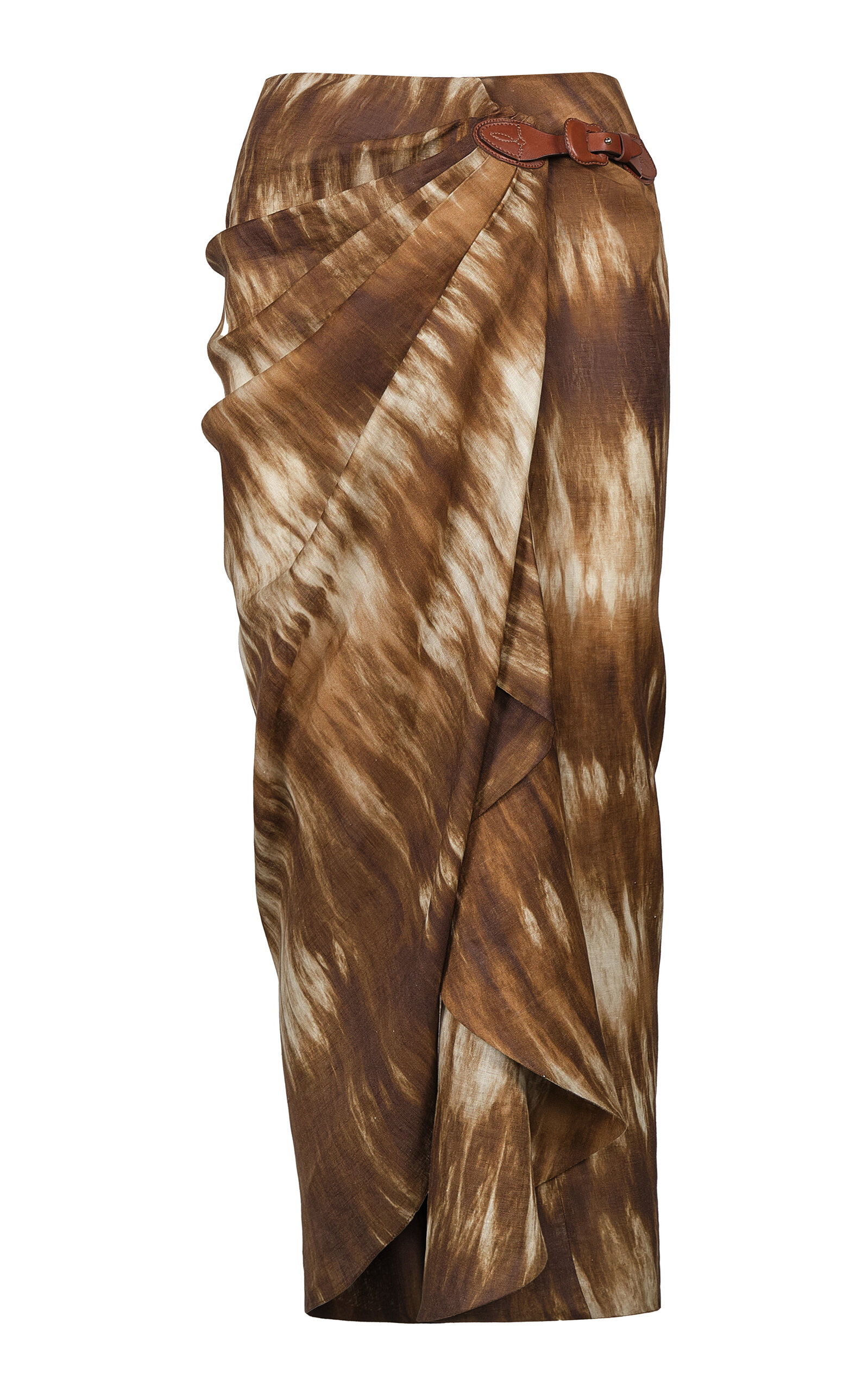 Johanna Ortiz Linen Expedition Ankle Skirt In Brown