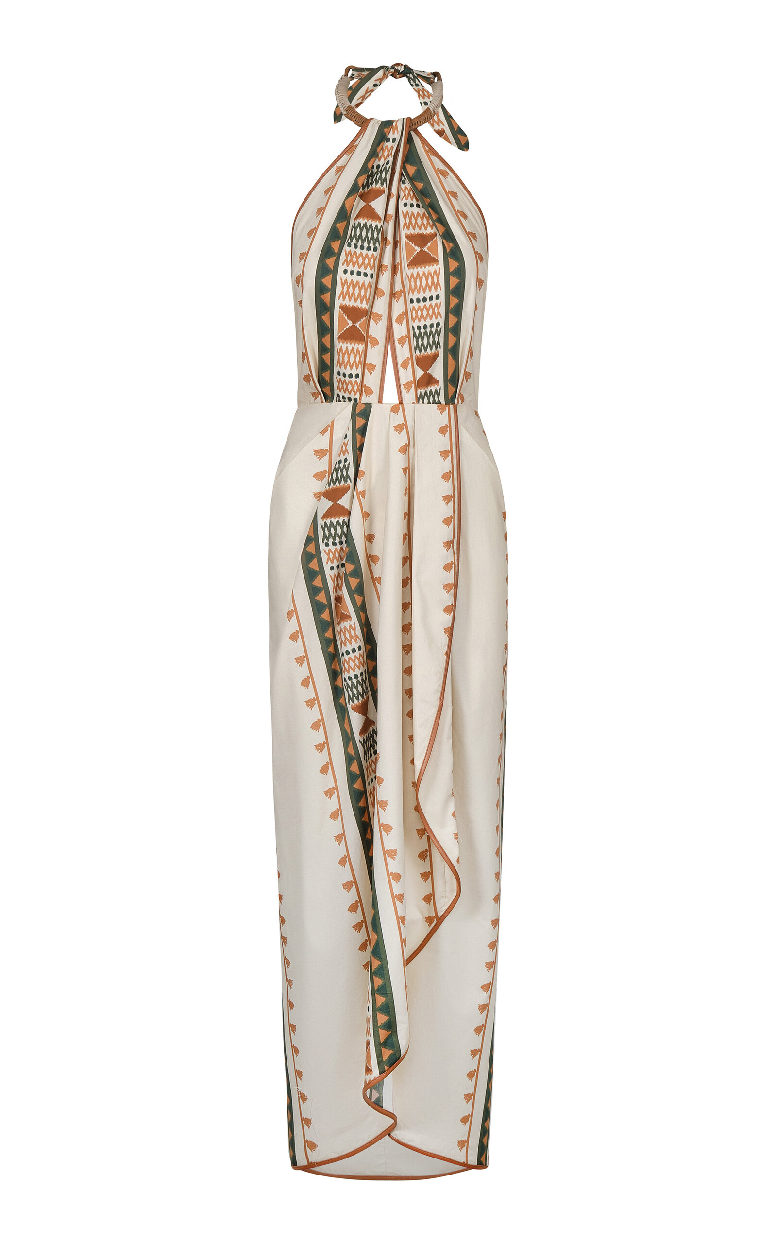 Johanna Ortiz Leather-cotton Centro Del Cielo Ankle Dress In Neutral