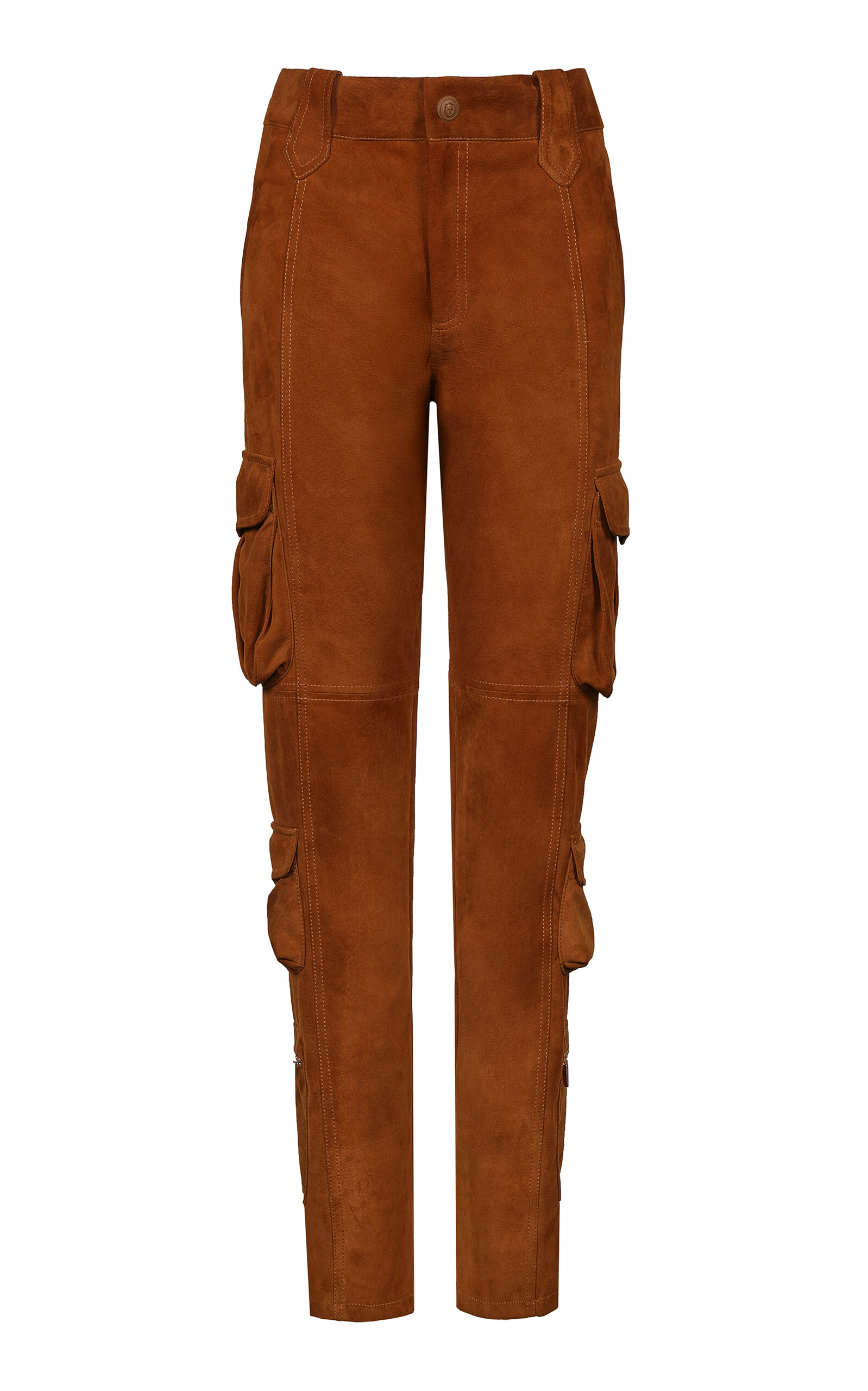 Johanna Ortiz Leather Safari Cartography Pants In Brown