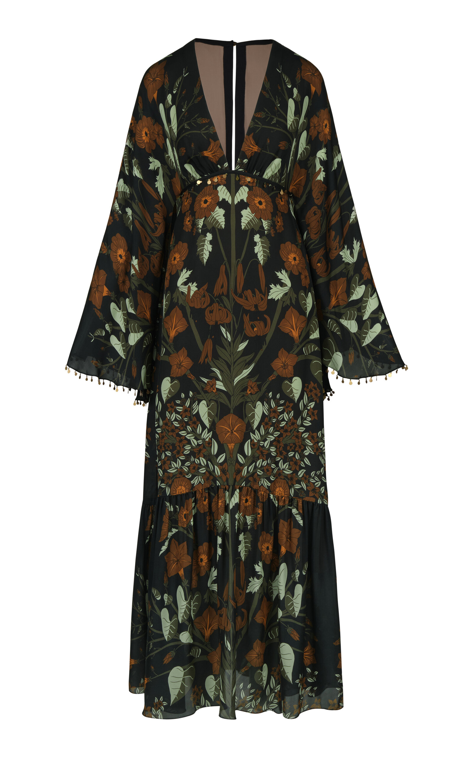Johanna Ortiz Silk Wildflower Rites Maxi Dress In Green