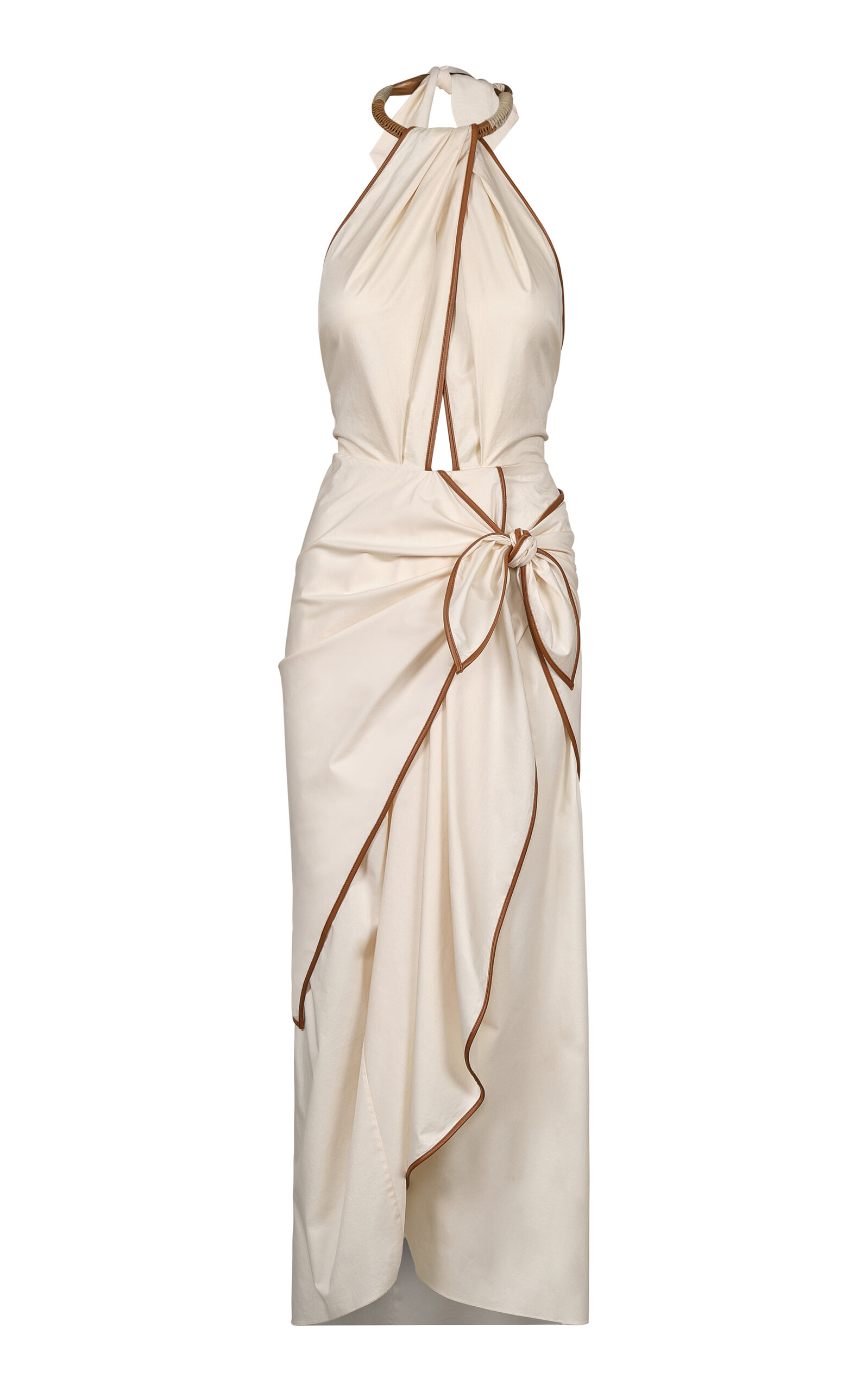 Johanna Ortiz Leather-cotton Centro Del Cielo Ankle Dress In Metallic