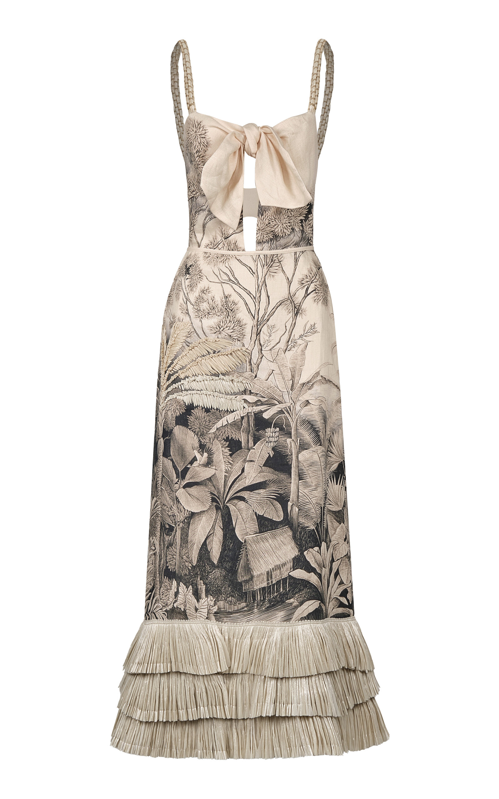 Johanna Ortiz Linen-blend Invictus Ankle Dress In Multi