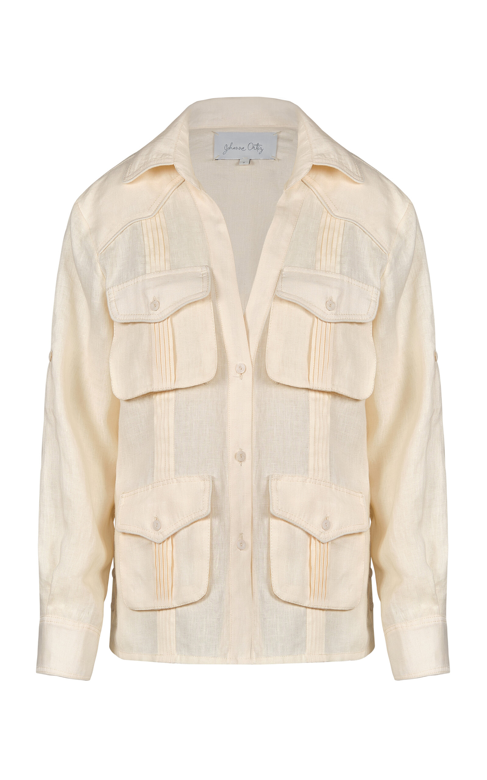 Johanna Ortiz Linen Calida Guayabera Jacket In Neutral