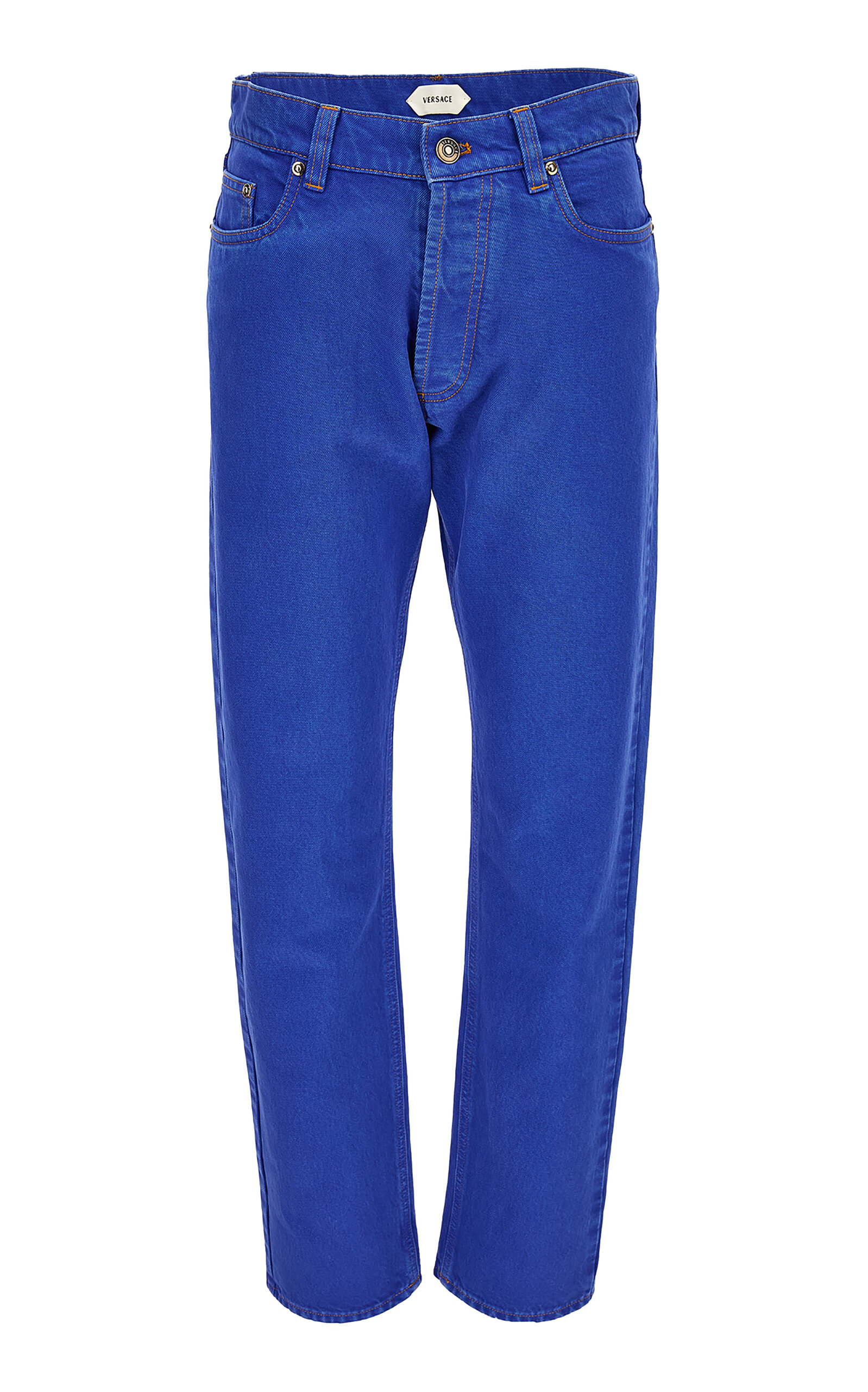 Versace Mid-rise Denim Straight-leg Pants In Blue