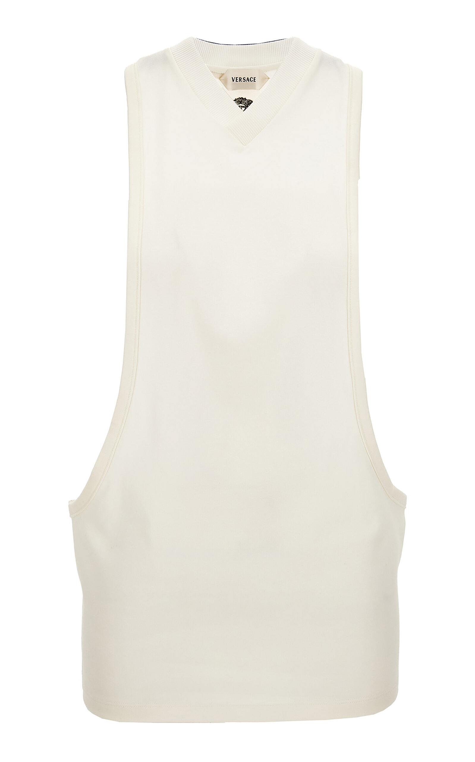 Versace V-neck Cotton-jersey Tank Top In White