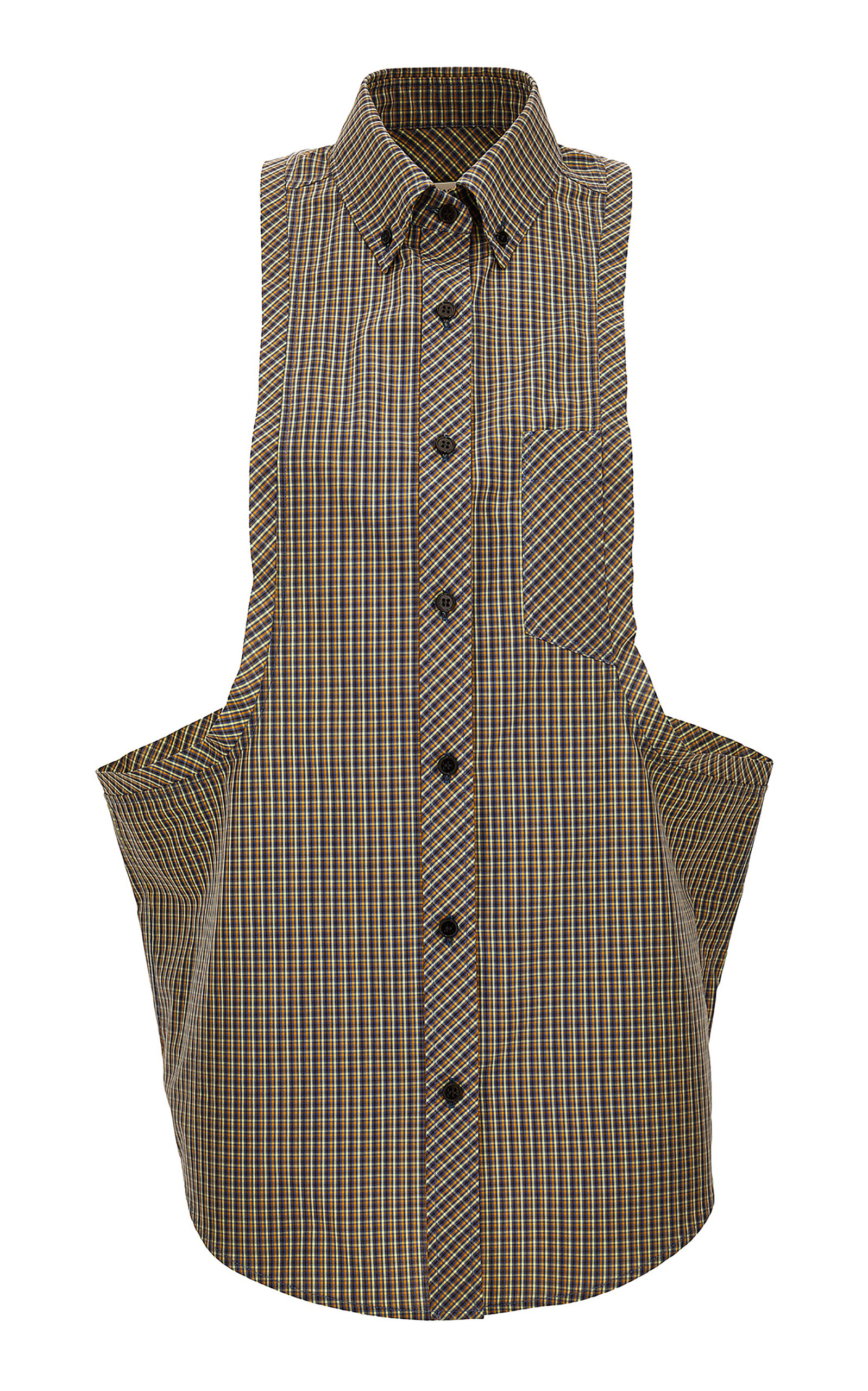 Versace Micro-check Cotton Poplin Top In Multi