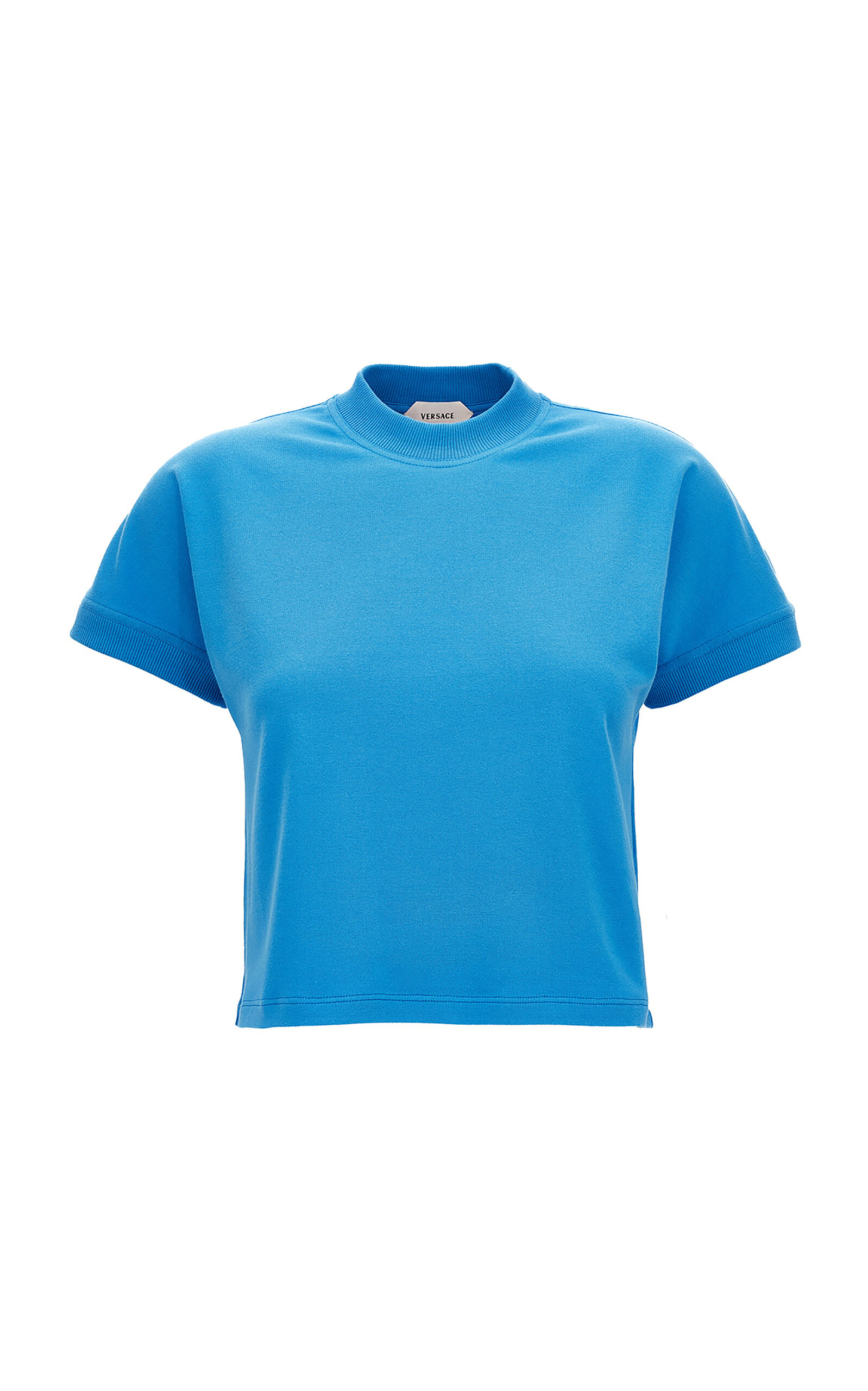 Versace Embroidered Logo Stretch-Cotton T-Shirt - Blue