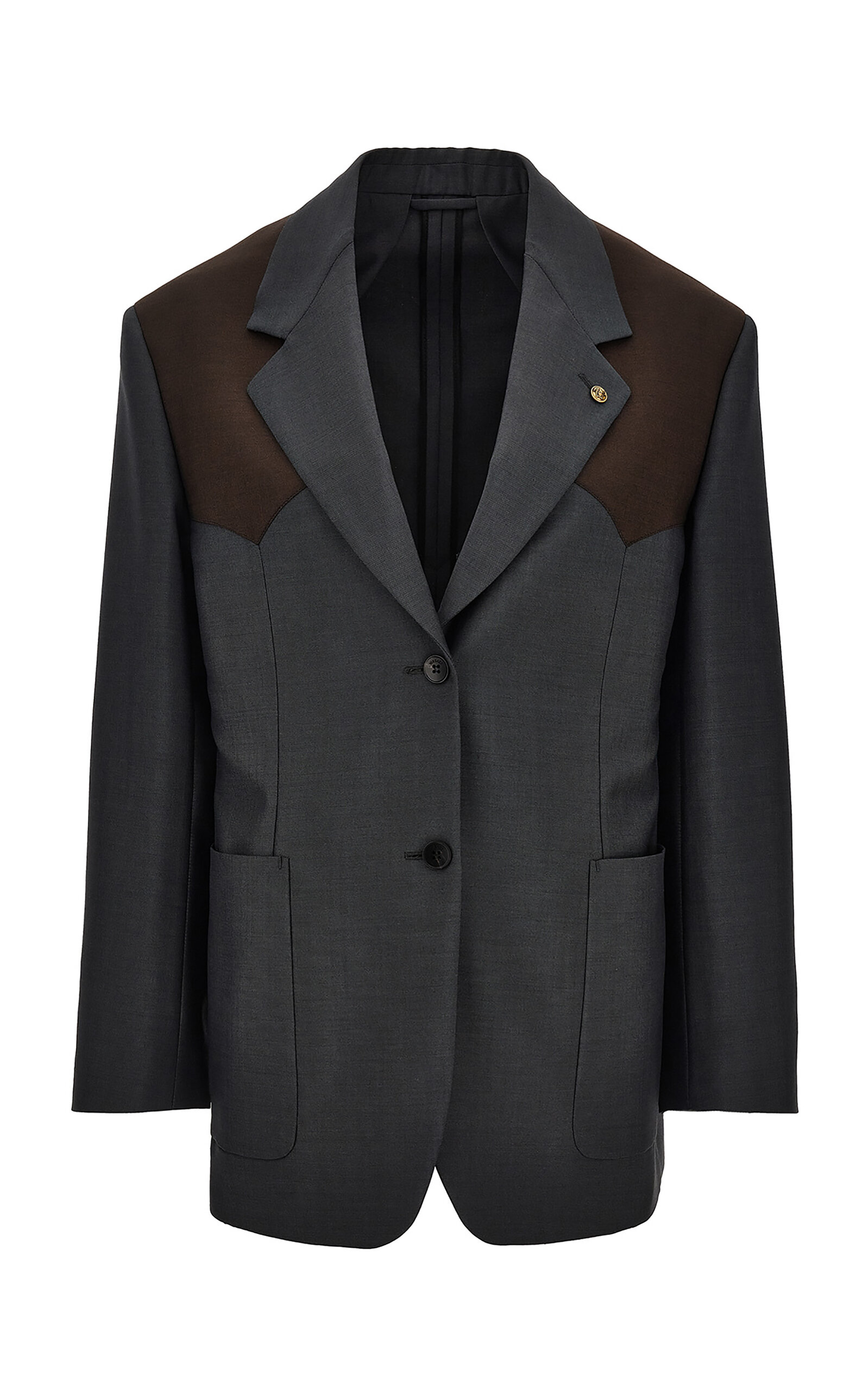 Versace Single-breasted Wool-mohair Blazer In Gray