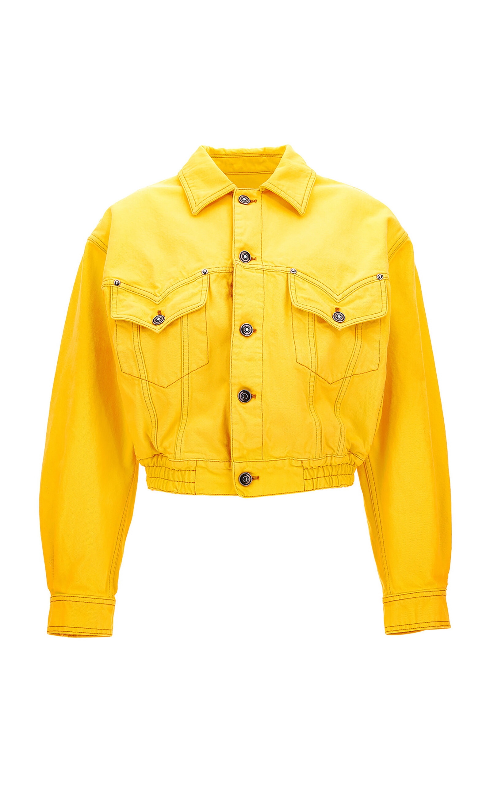 Versace Long-sleeve Denim Jacket In Yellow