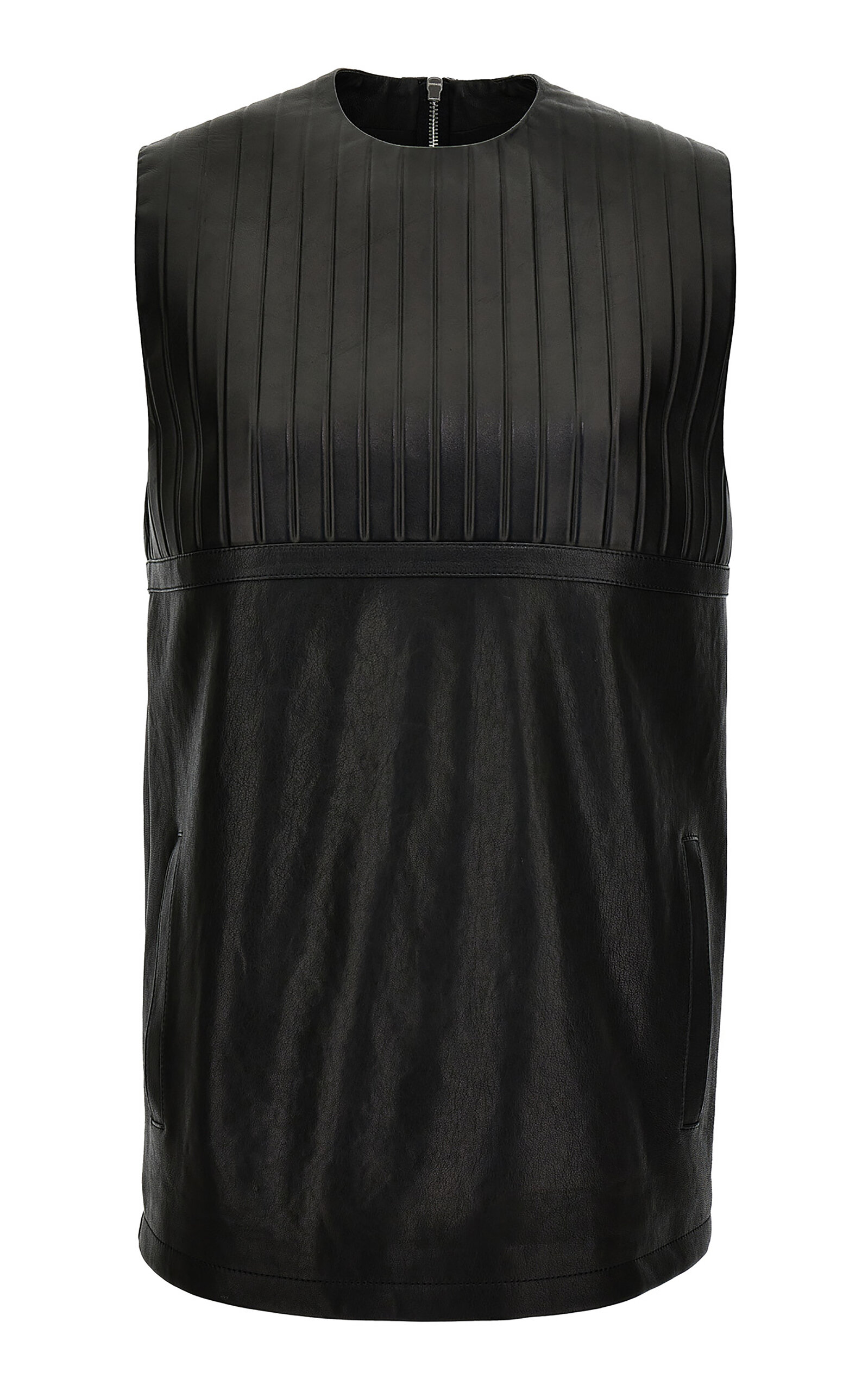 Versace Embossed Plonge Lamb & Calf Leather Mini Dress In Black