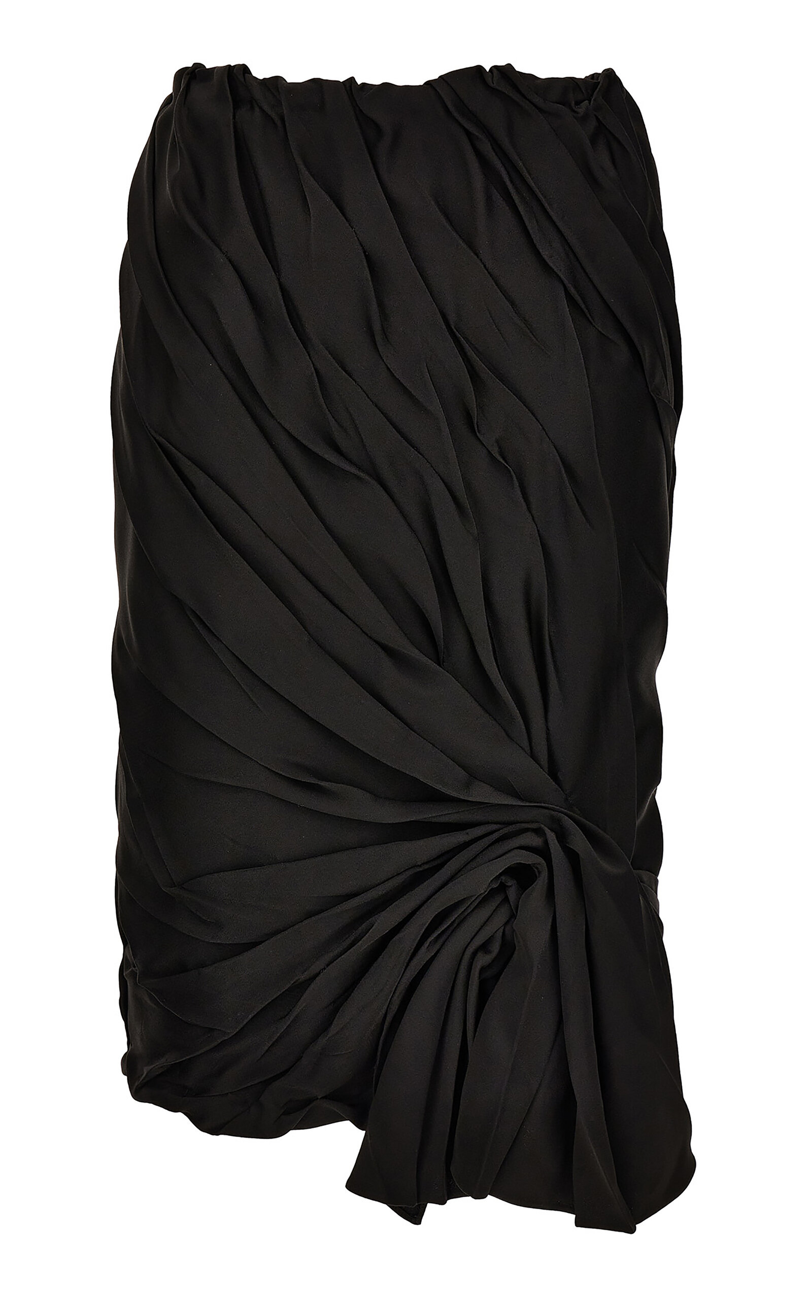 Versace Draped Enver-Satin Midi Skirt - Black