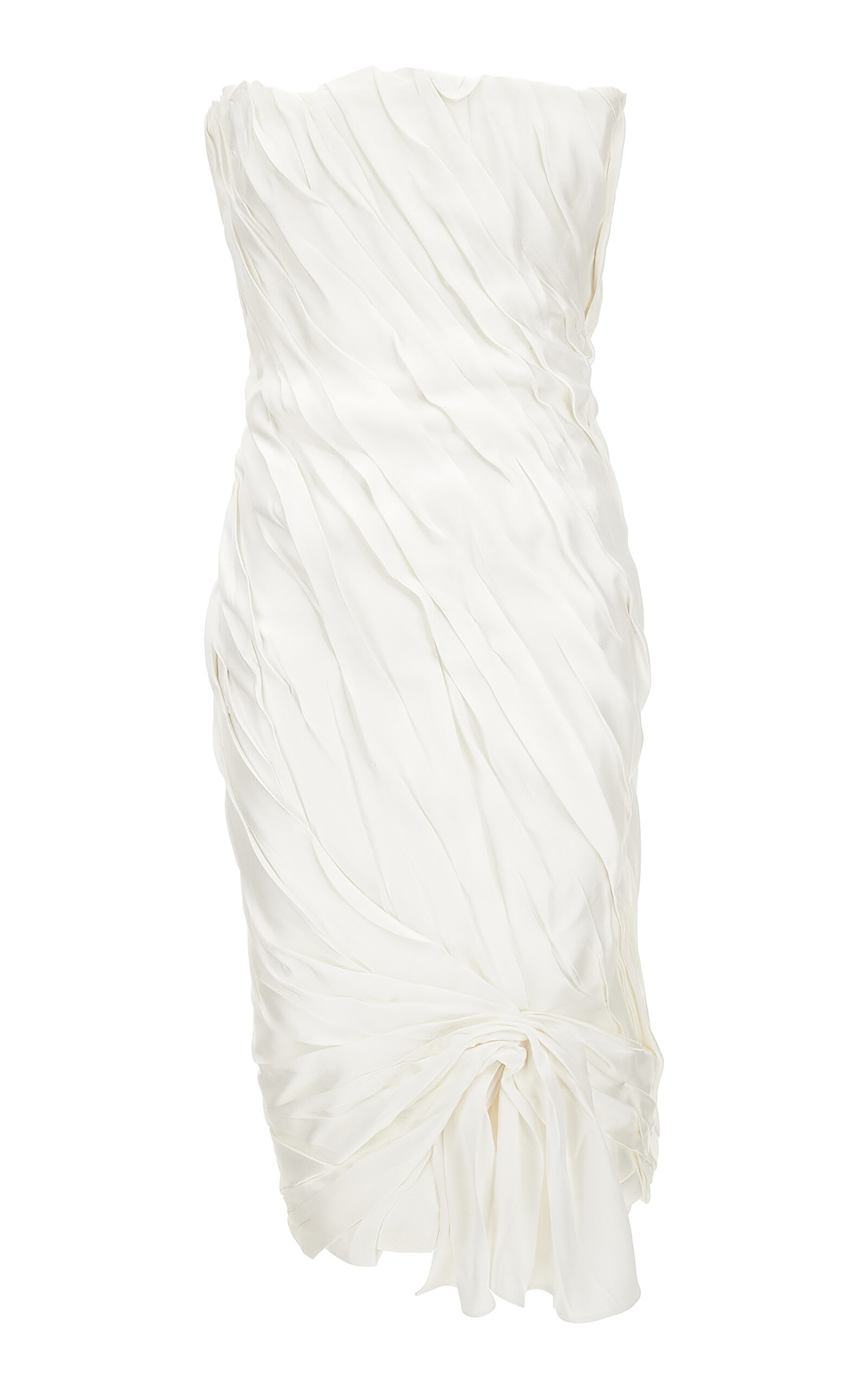 Versace Strapless Enver-Satin Midi Dress - White
