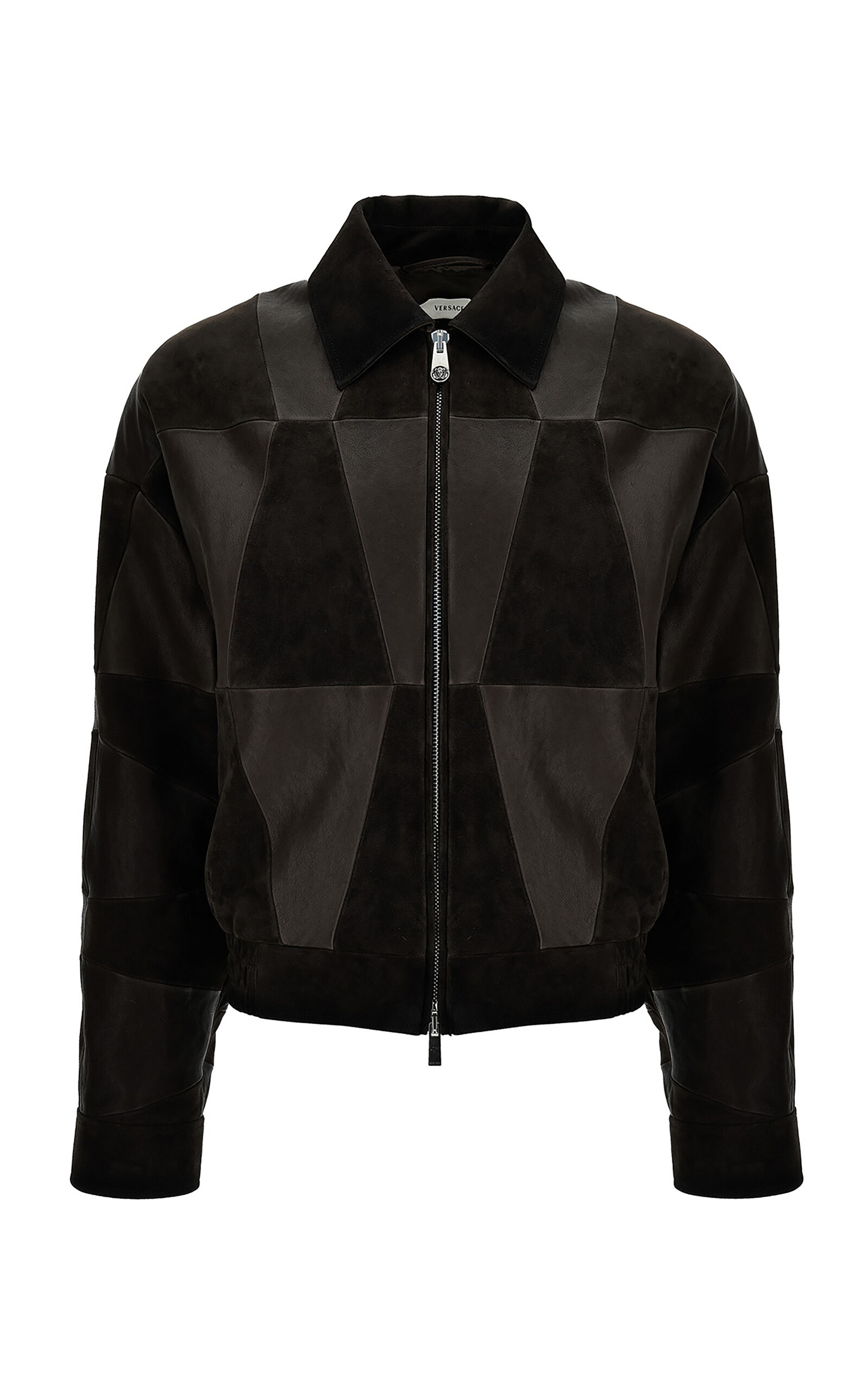 Versace Patchwork Leather & Suede Jacket - Black