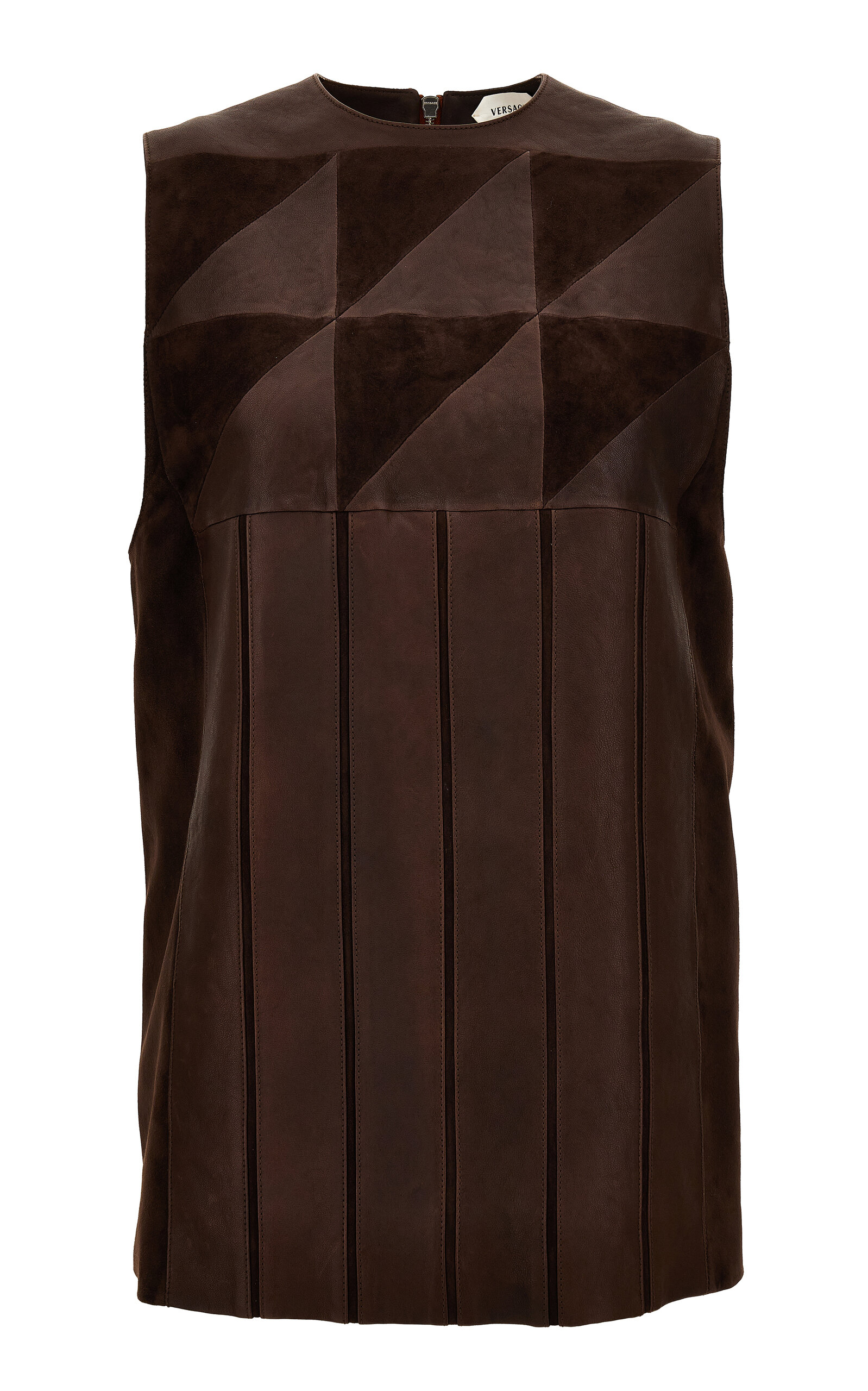 Versace Patchwork Leather & Suede Mini Dress - Brown