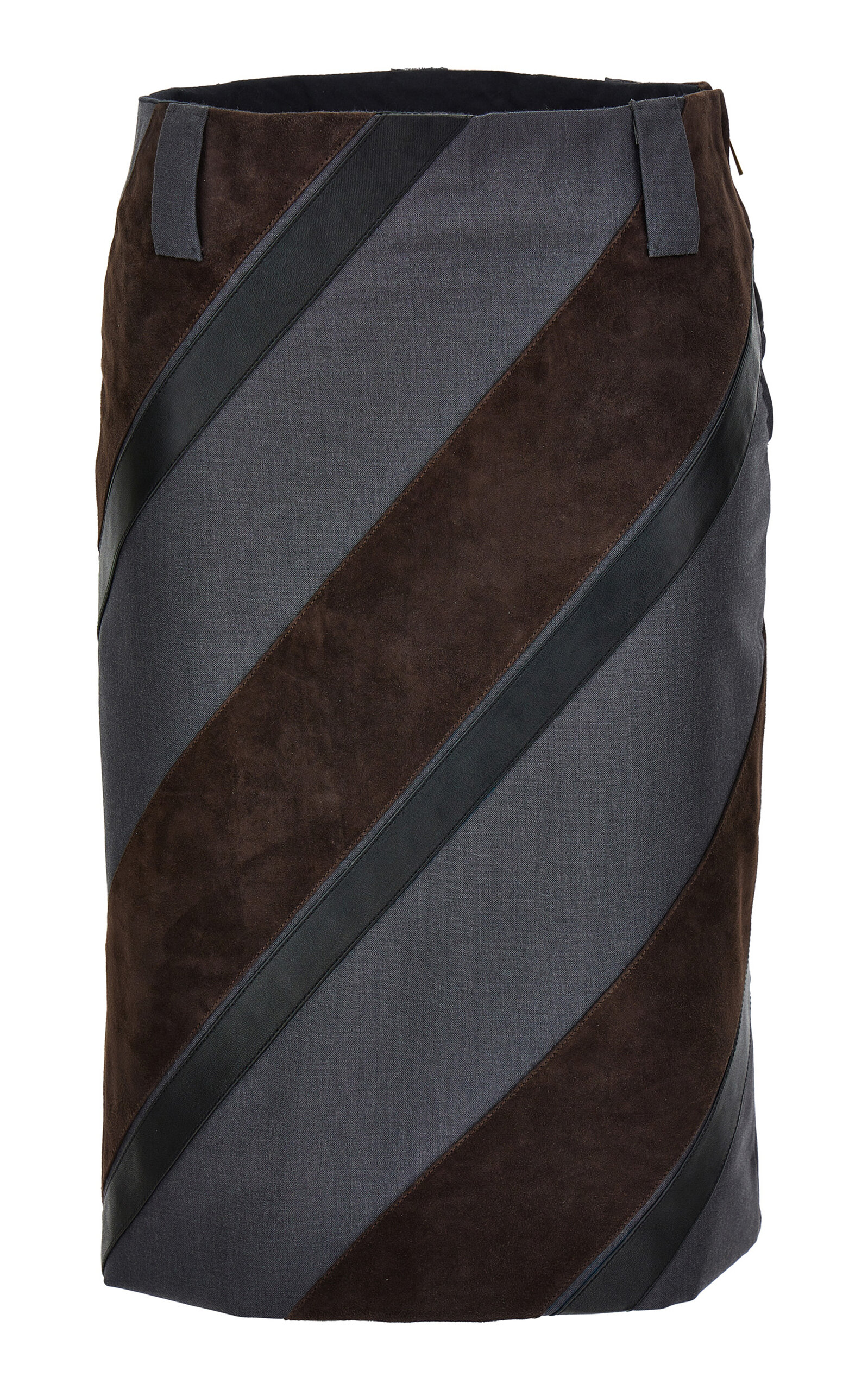 Versace Suede-Effect Leather Pencil Skirt - Grey