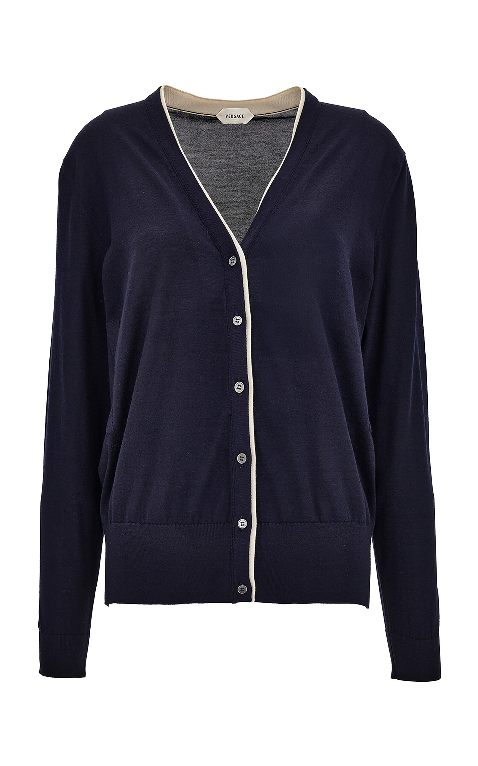 Versace Long-sleeve Wool Sweater In Blue