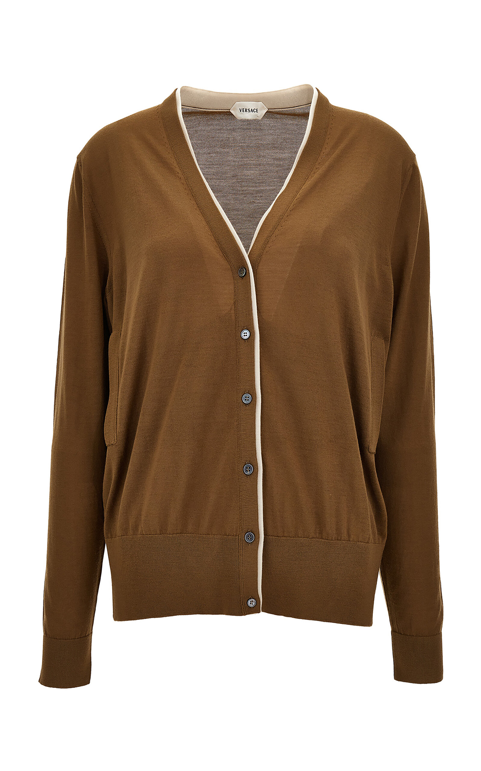Versace Long-sleeve Wool Sweater In Brown