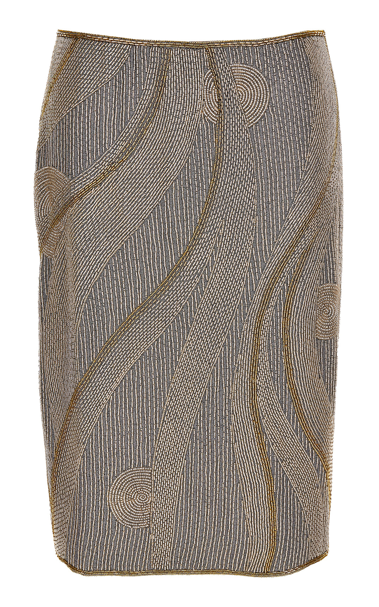 Versace Embroidered Lurex Crepe De Chine Midi Skirt In Multi