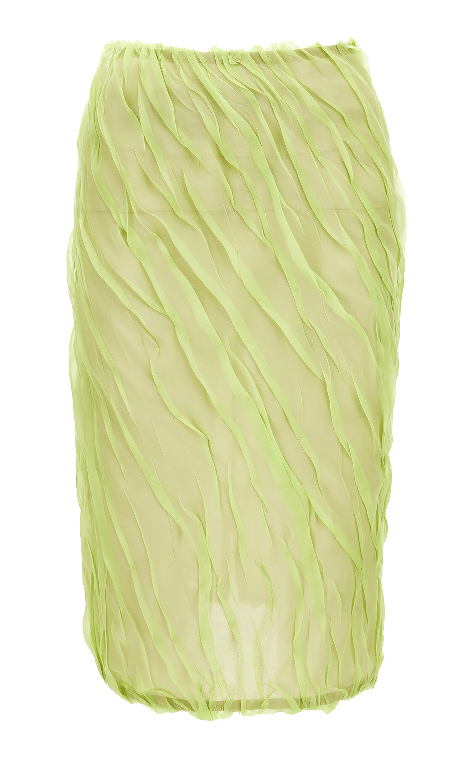 Versace Draped Silk-Chiffon Midi Skirt - Lime Green