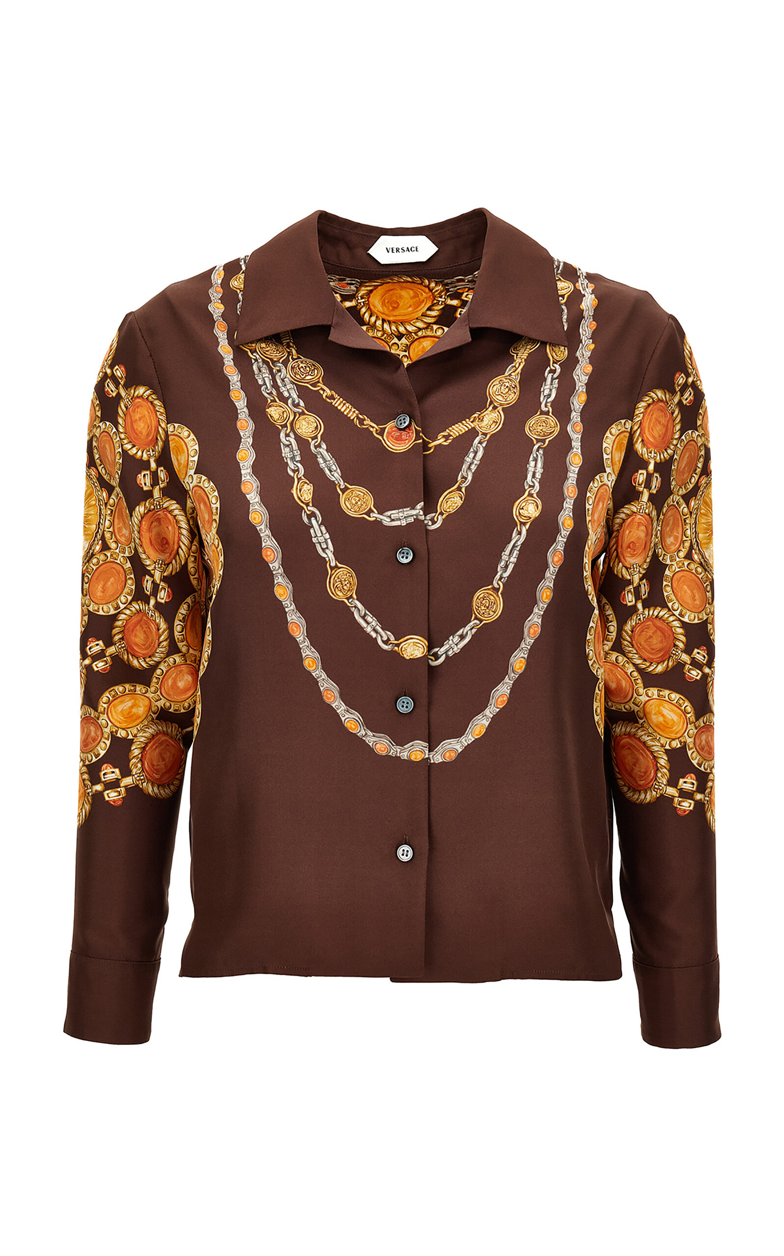 Versace Printed Silk-twill Shirt In Multi