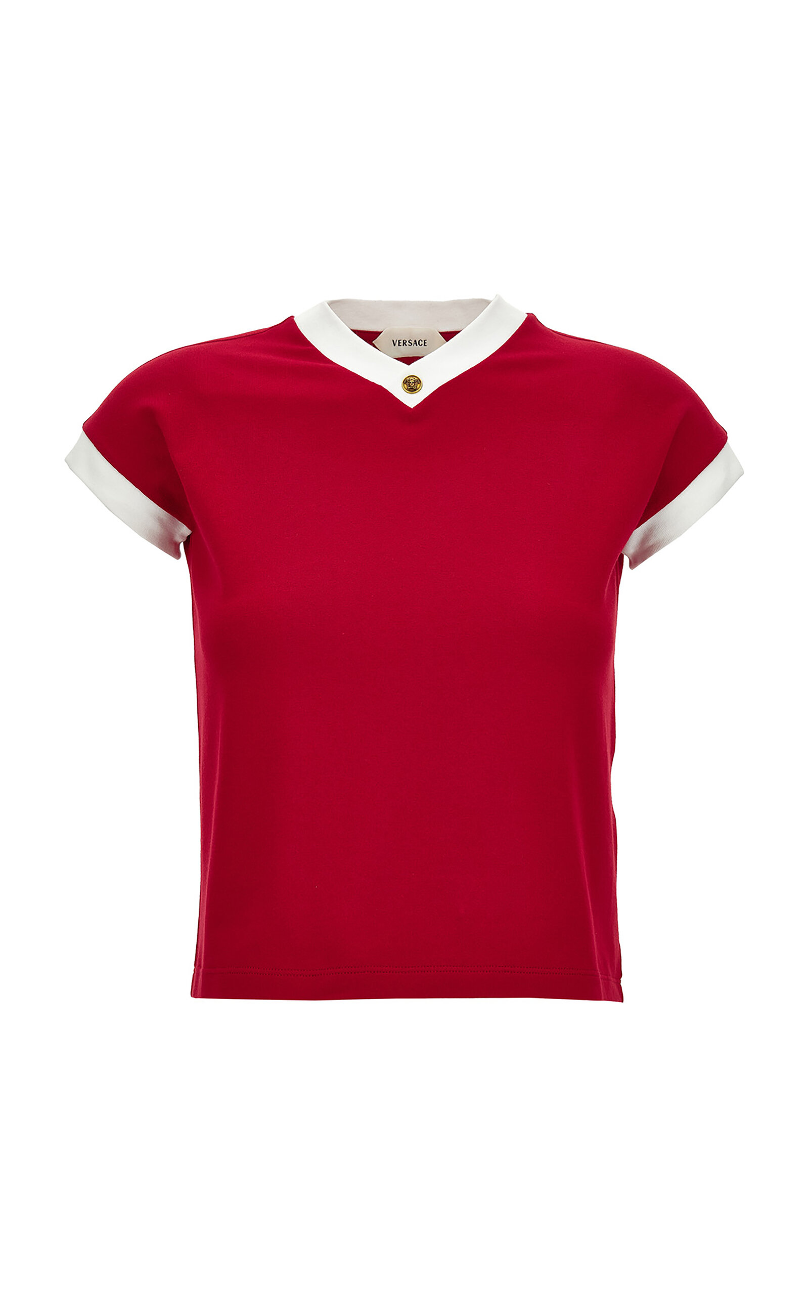 Versace Medusa-detailed Stretch-cotton Jersey T-shirt In Red