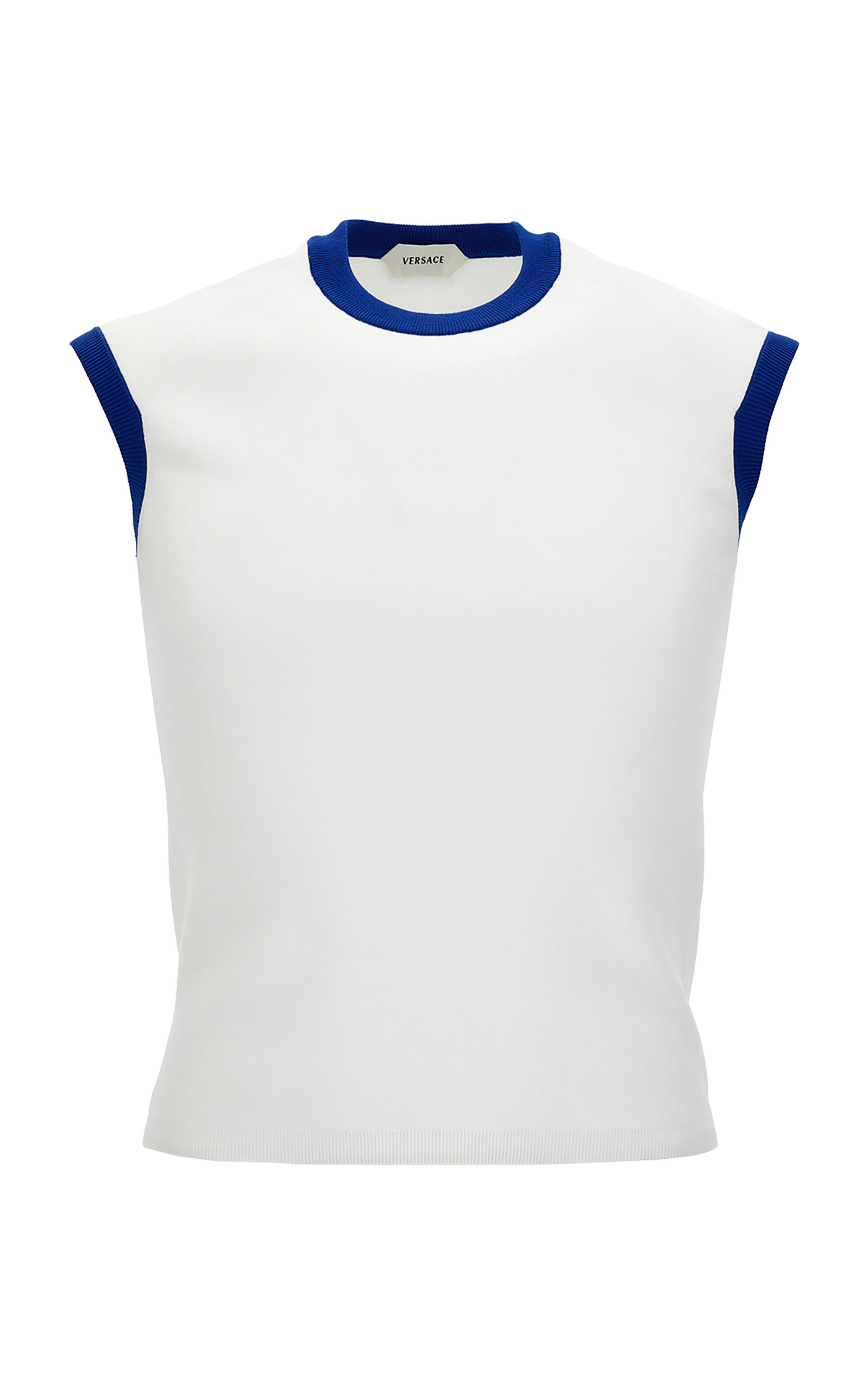 Versace Bi-color Cotton-blend Top In White