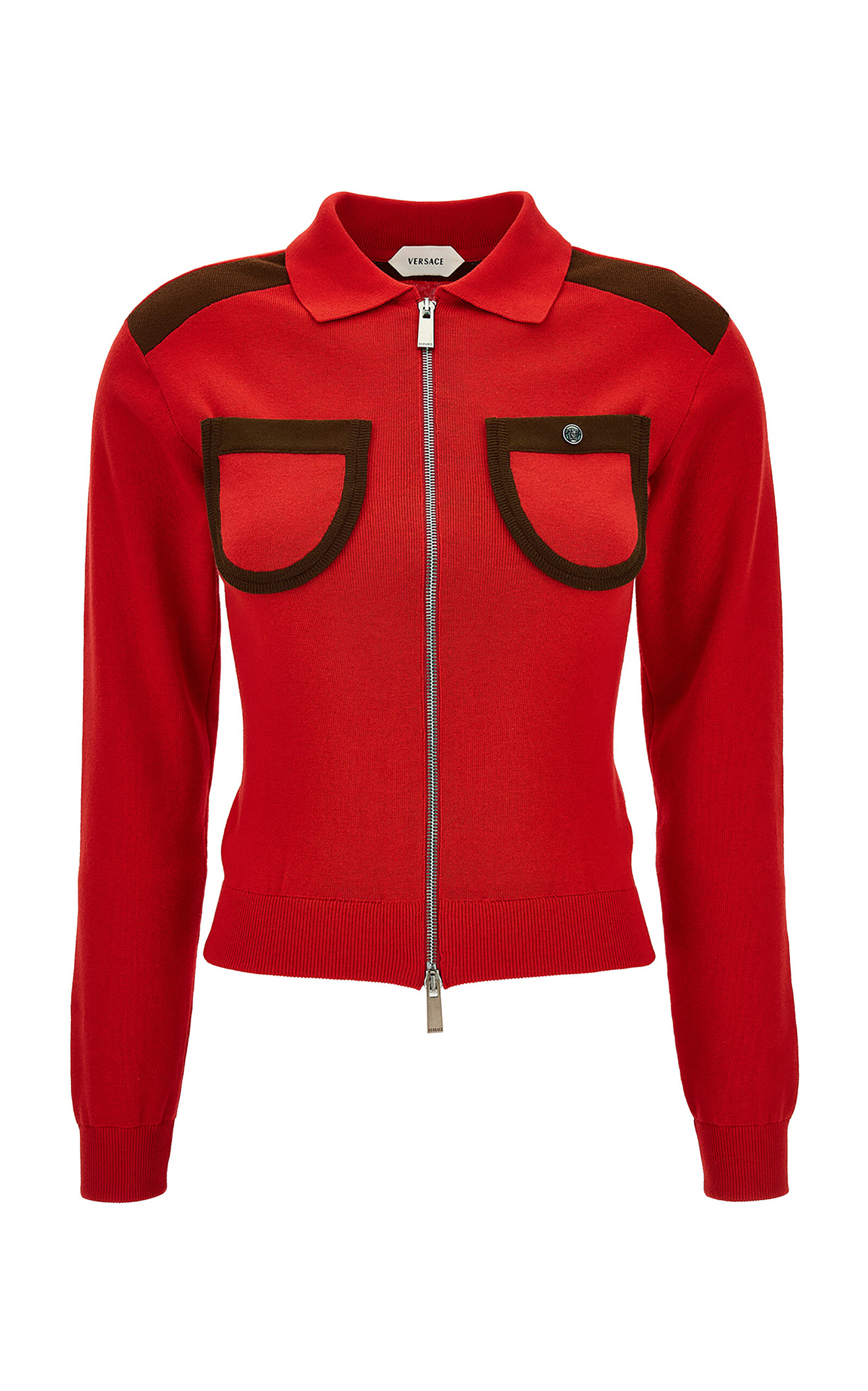 Versace Pocket-detailed Cotton-cashmere Sweater In Red
