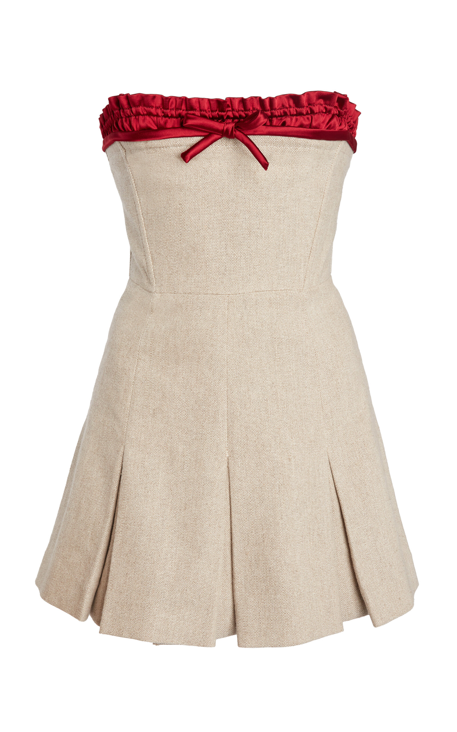 Giambattista Valli Linen Toile Mini Dress In Neutral