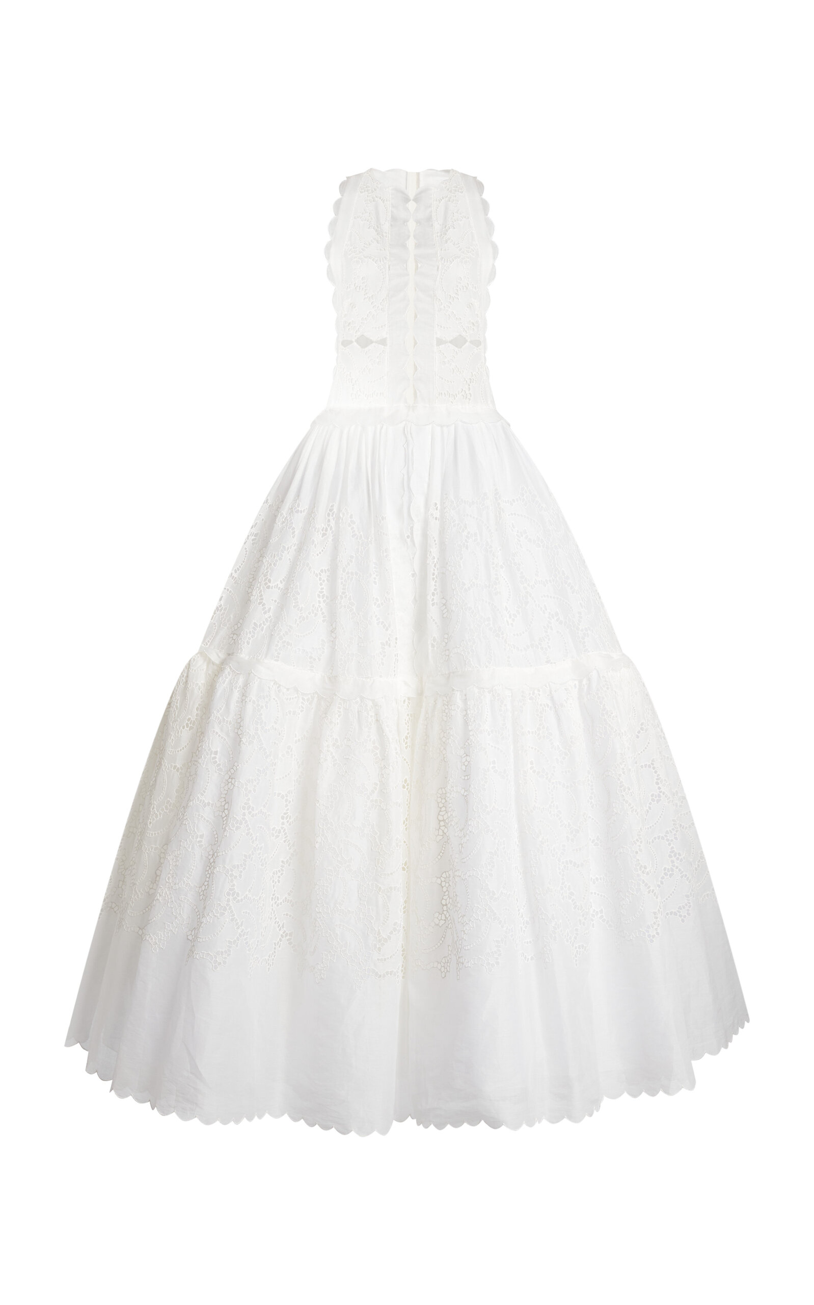 Giambattista Valli Embroidered Organza Lace Maxi Dress In White