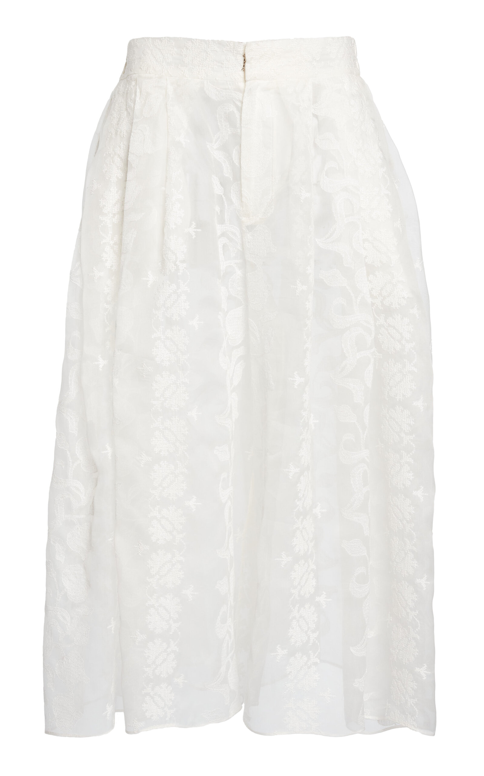 Giambattista Valli Silk Organza Cross-stitch Embroidered Bermuda In White