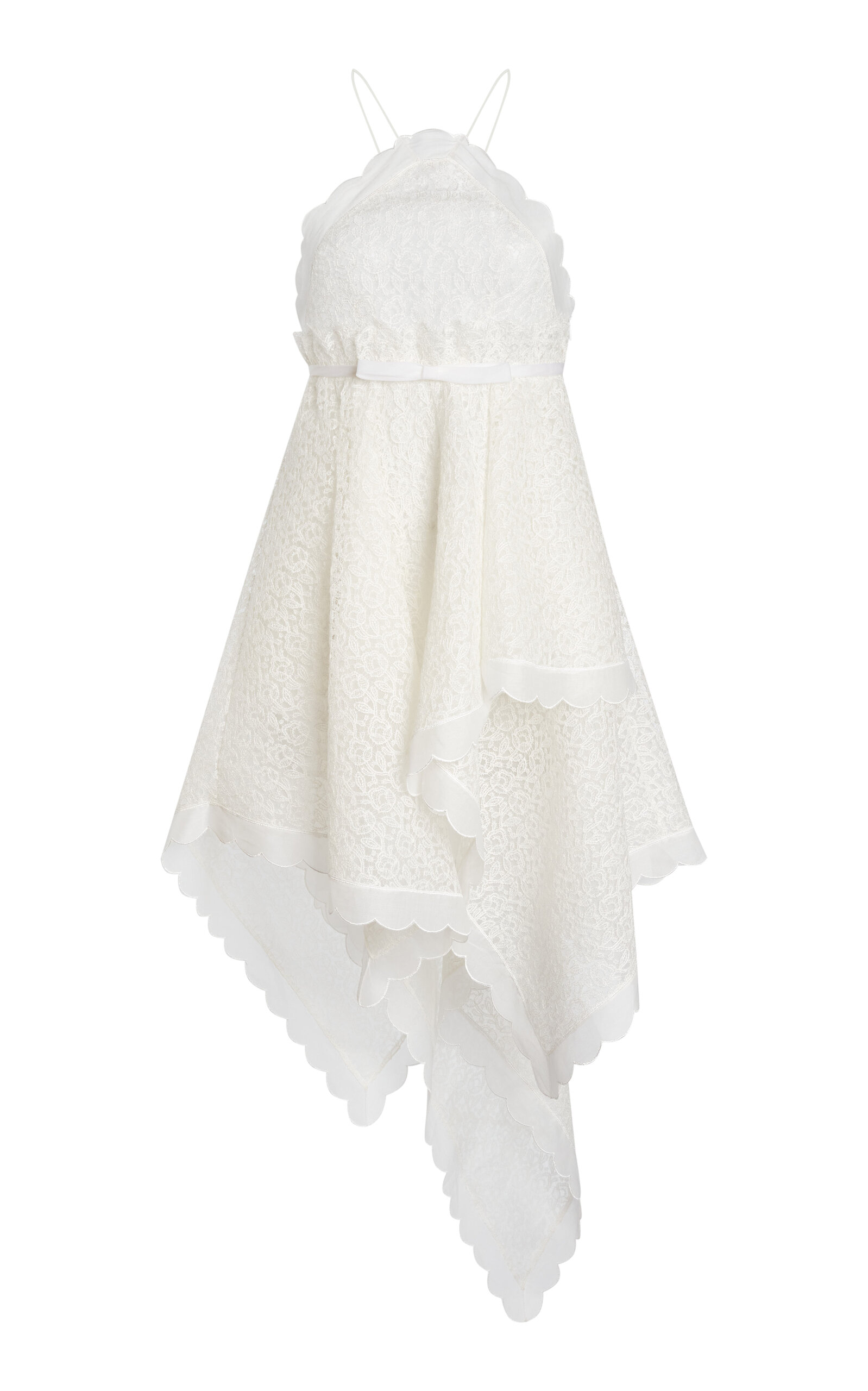 Giambattista Valli Asymmetric Macramé Mini Dress In White